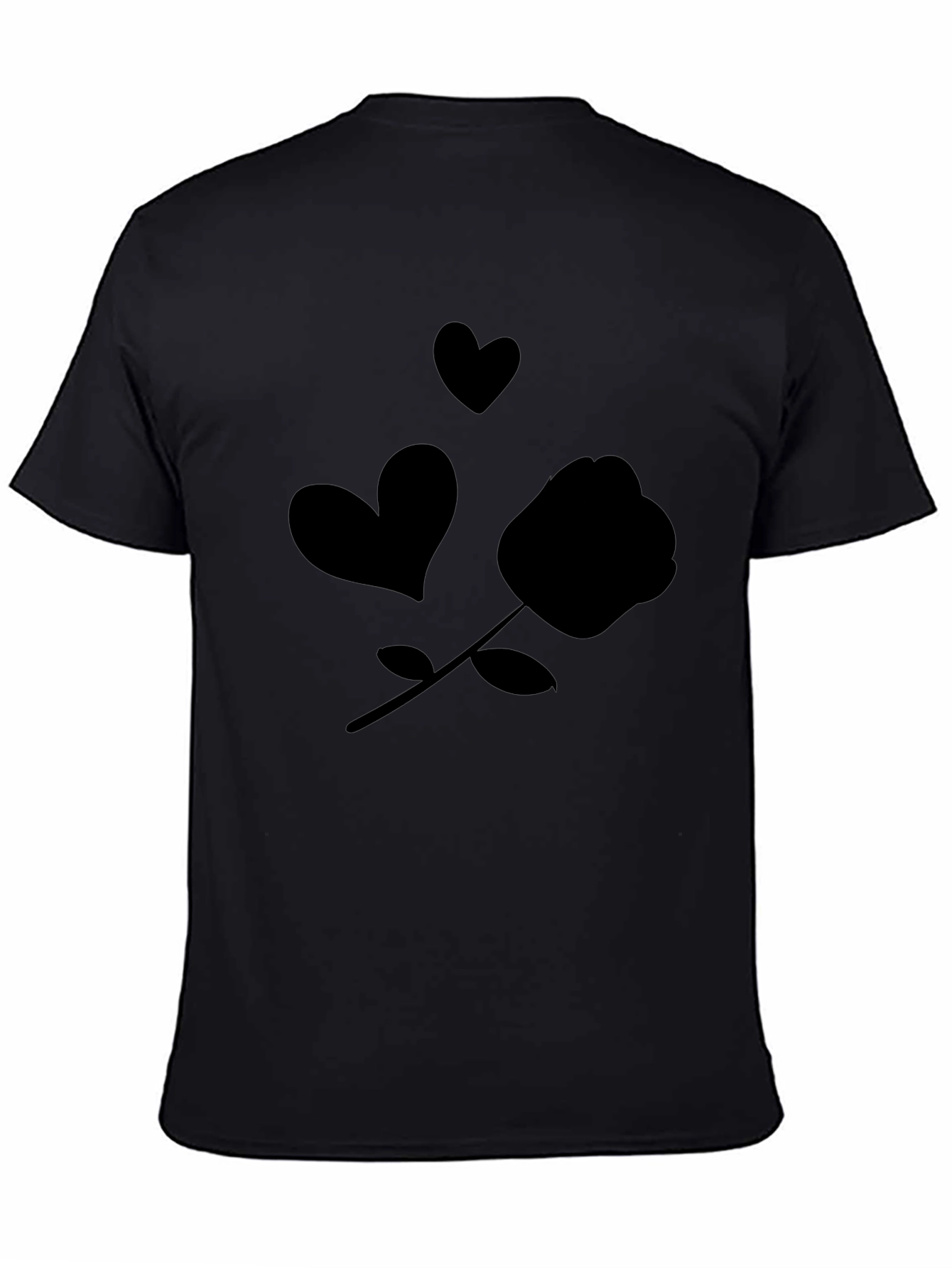 Black Rose & Hearts Graphic Black T-Shirt view 4
