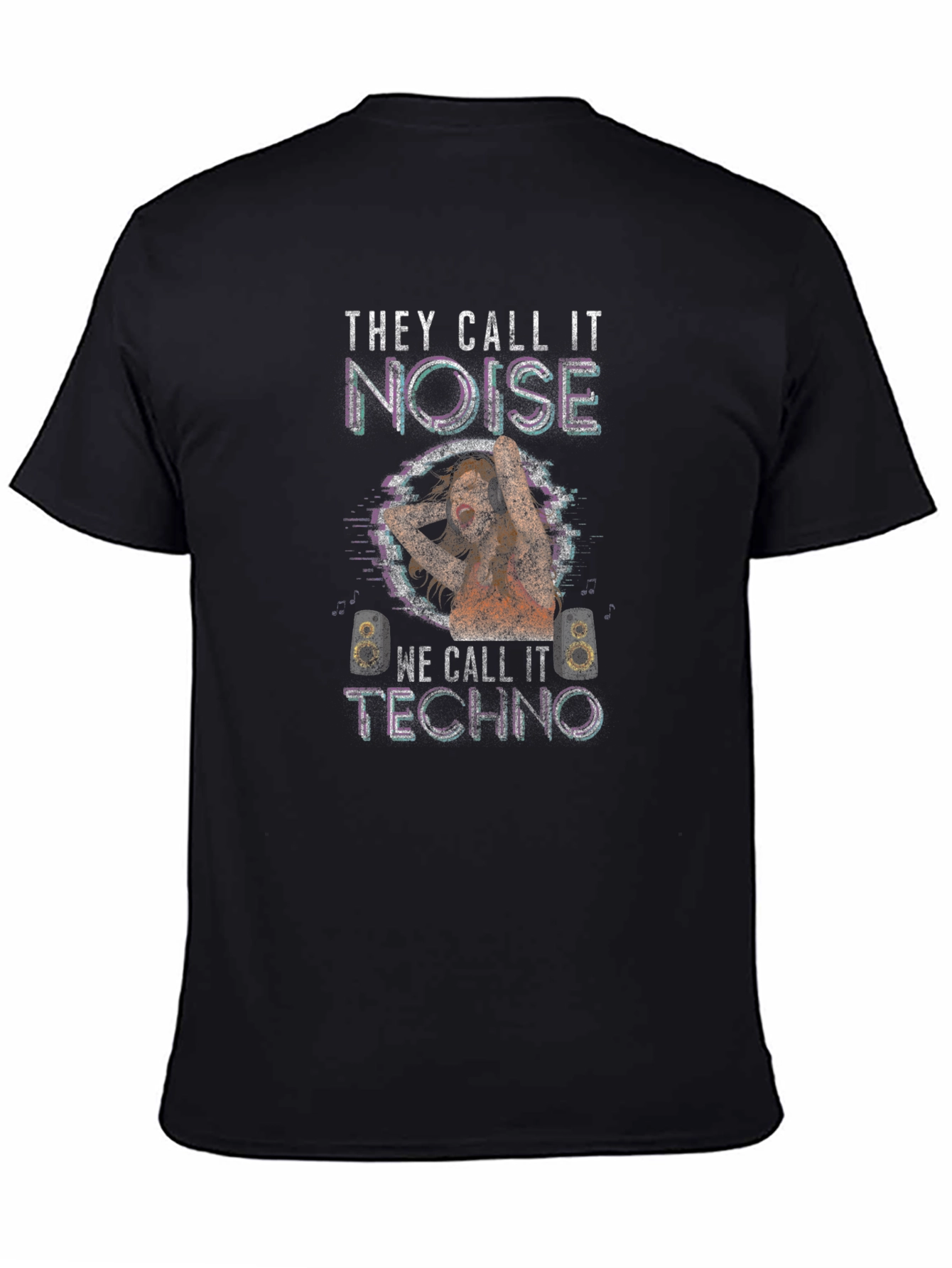 Black Techno Noise T-Shirt - Music Lover Tee view 4