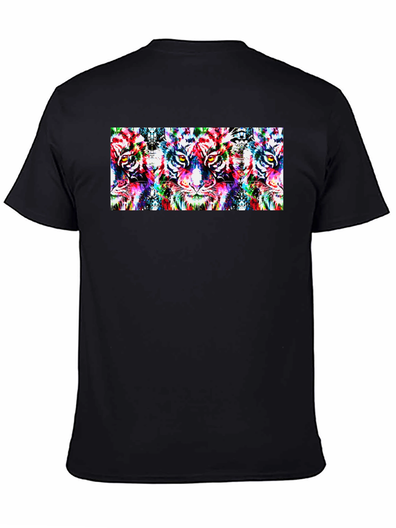 Black Psychedelic Tiger Print Black T-Shirt view 4
