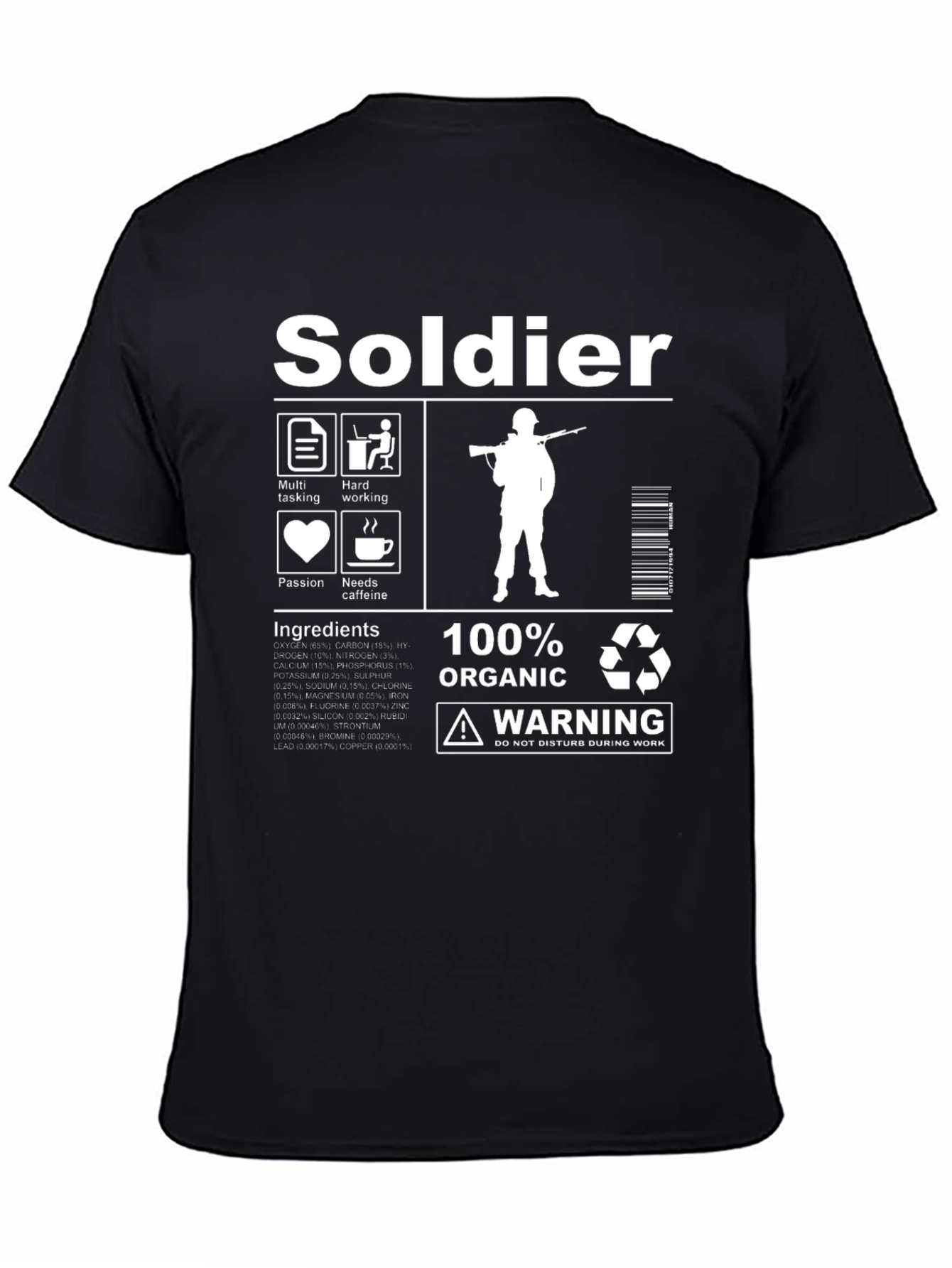 Black Soldier Graphic T-Shirt - Organic & Humorous view 4