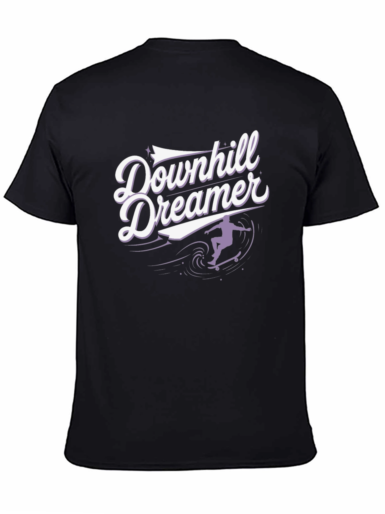 Black Downhill Dreamer Graphic T-Shirt - Skateboard Design view 4