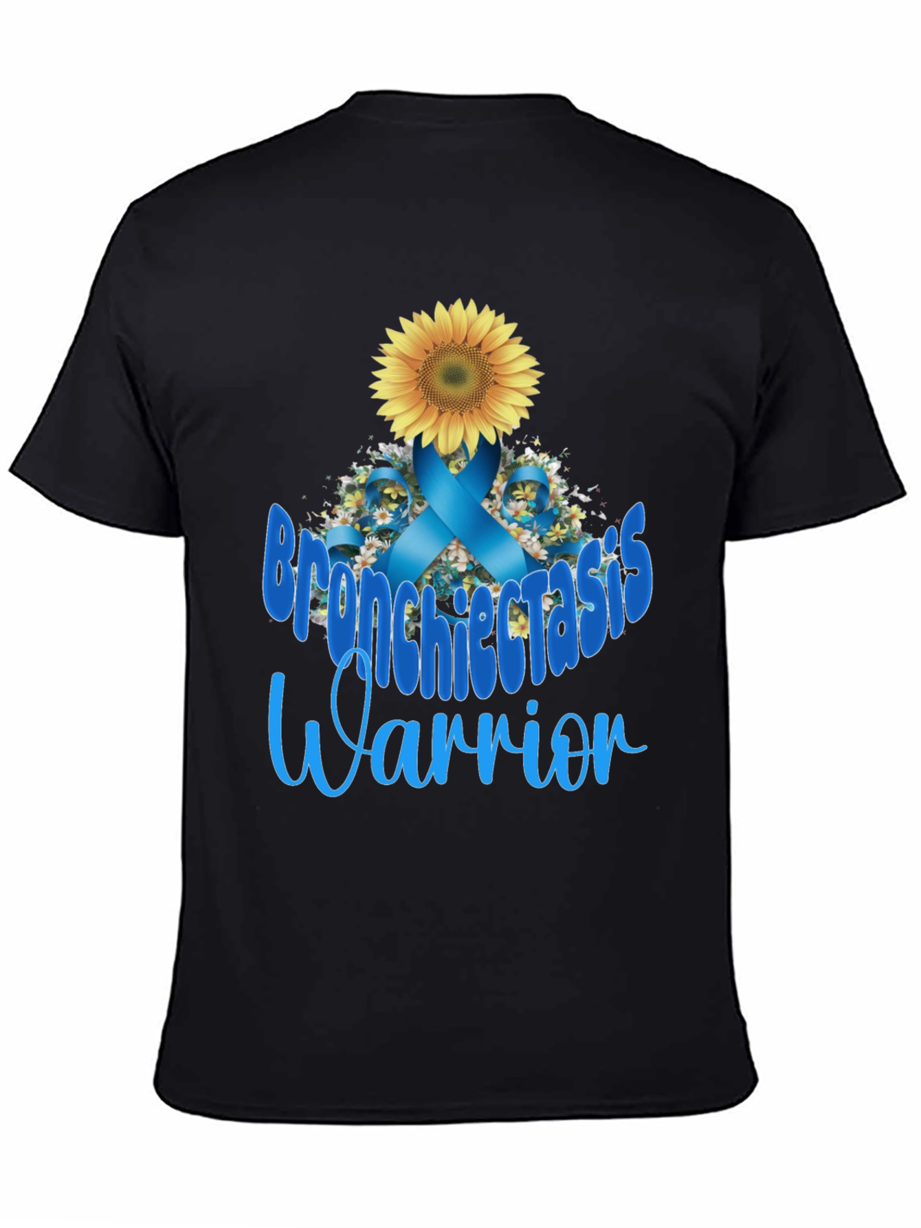 Black Bronchiectasis Warrior T-Shirt: Sunflower Ribbon Tee view 4
