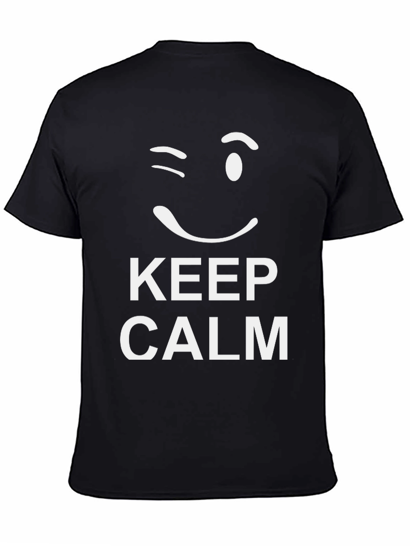Black Keep Calm Wink Graphic Tee - Black Cotton T-Shirt view 4