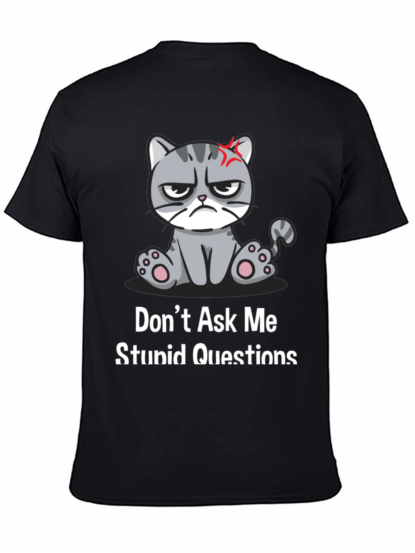Black Grumpy Cat T-Shirt - Don't Ask Me Stupid Questions view 4