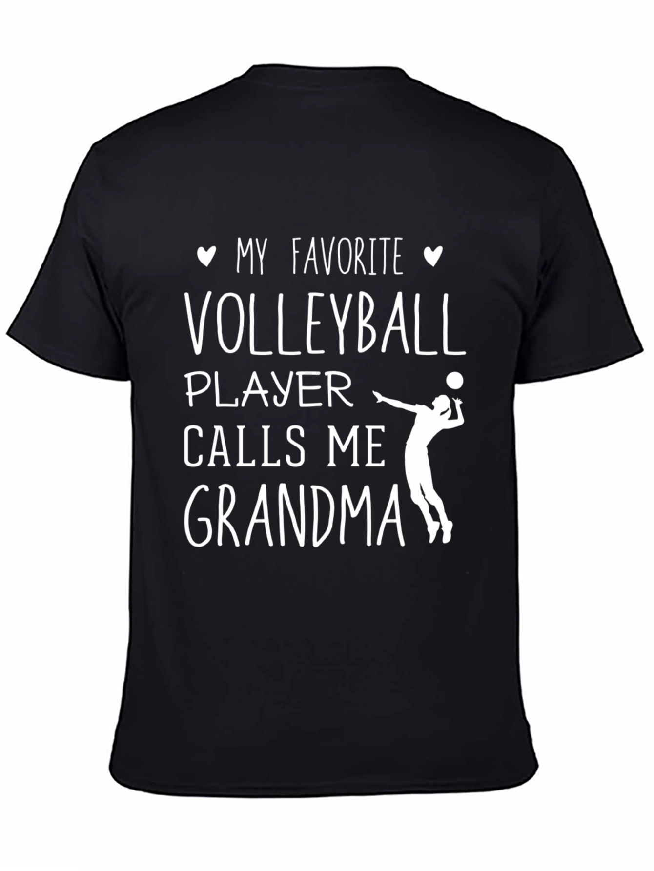 Black Volleyball Grandma T-Shirt - Black view 4