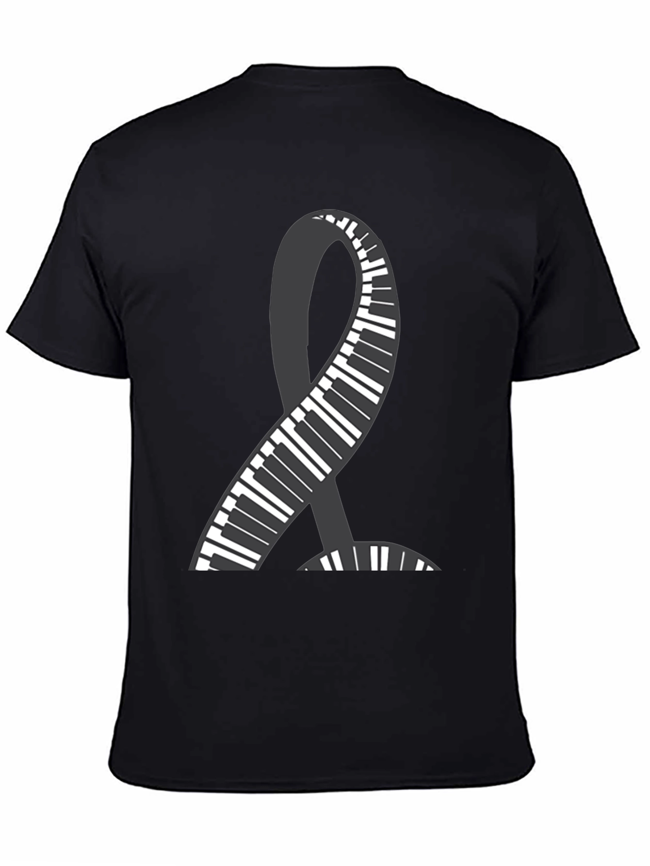 Black Piano Ribbon Graphic Tee - Music Lover Shirt view 4