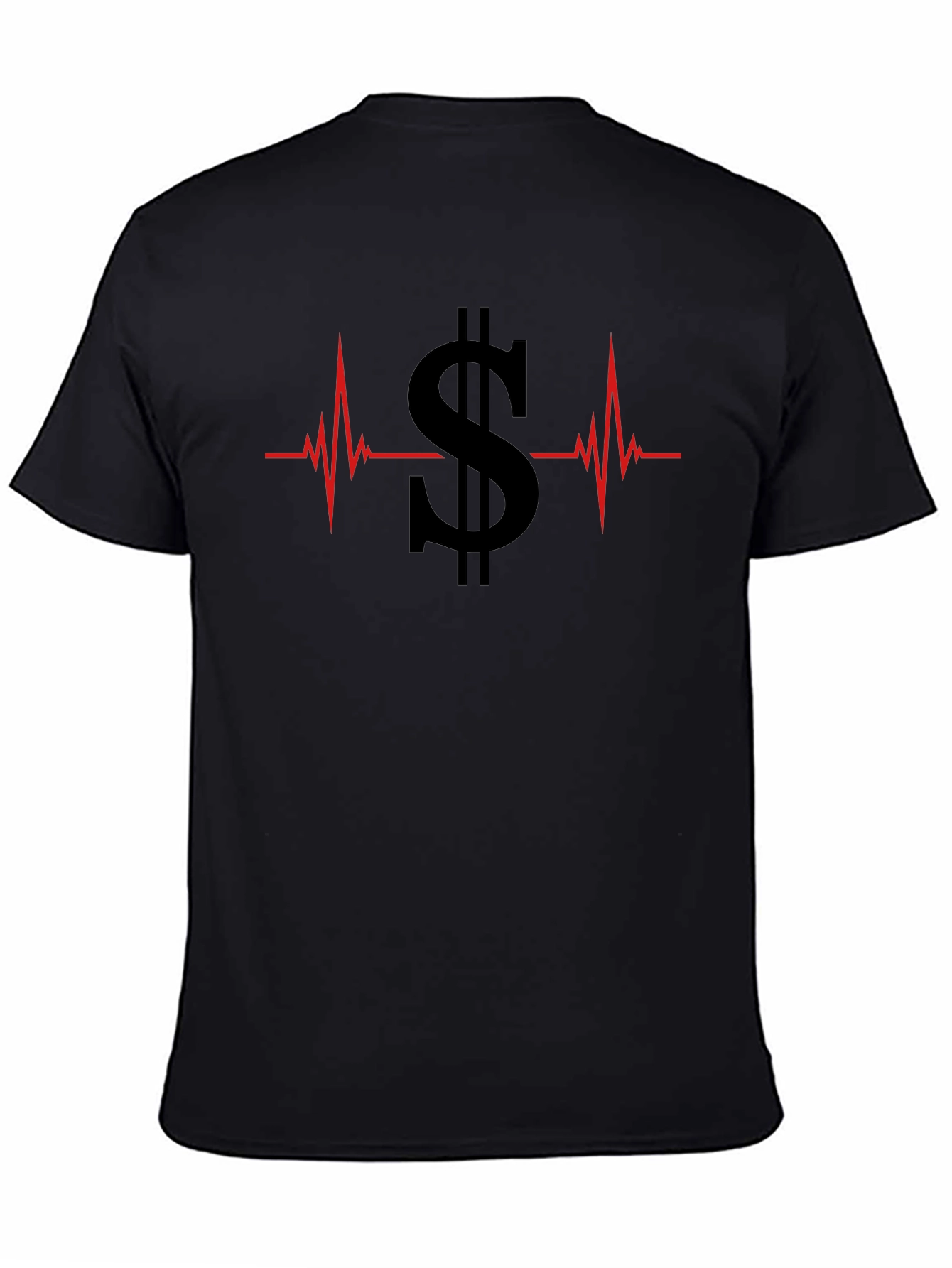 Black Money Heartbeat Graphic Tee - Black Cotton T-Shirt view 4