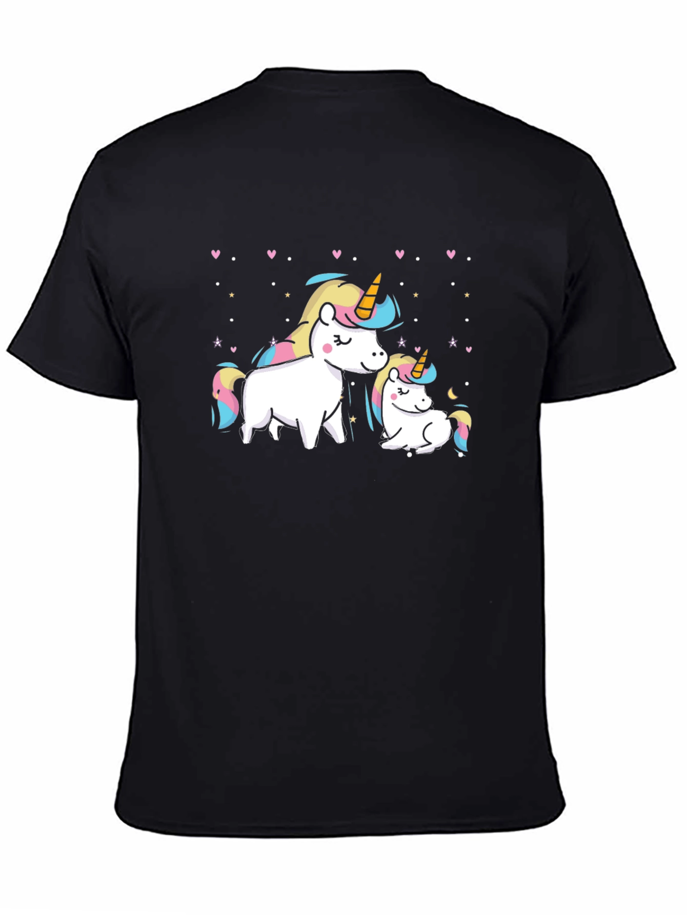 Black Cute Unicorn Mom and Baby Graphic T-Shirt view 4