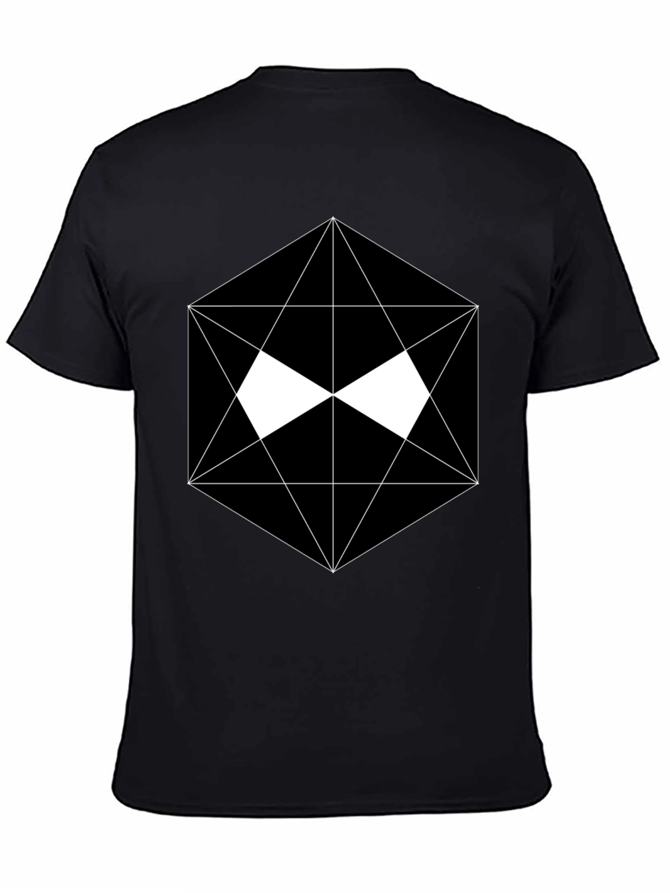 Black Geometric Graphic Black T-Shirt view 4