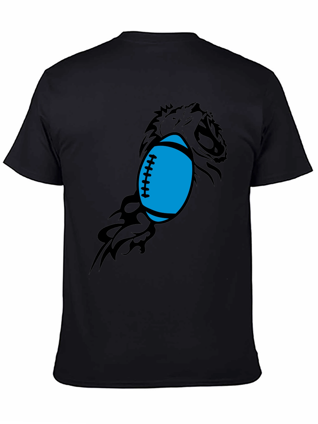 Black Lion Football Graphic Tee - Black Cotton Blend view 4