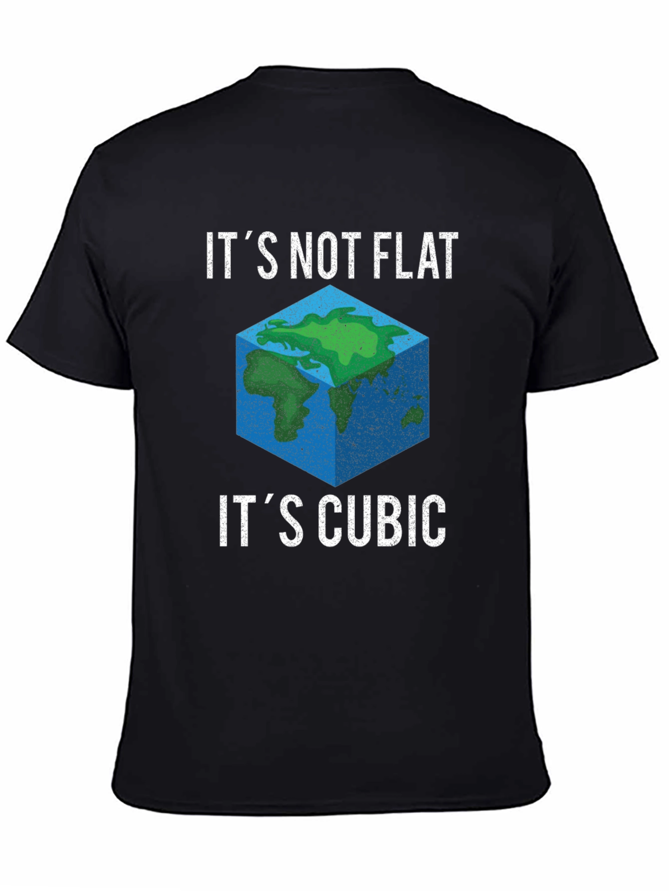 Black Cubic Earth Funny Graphic T-Shirt view 4
