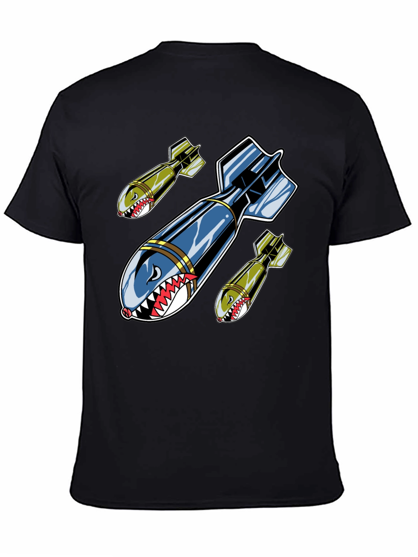 Black Shark Bomber T-Shirt - Black Graphic Tee view 4