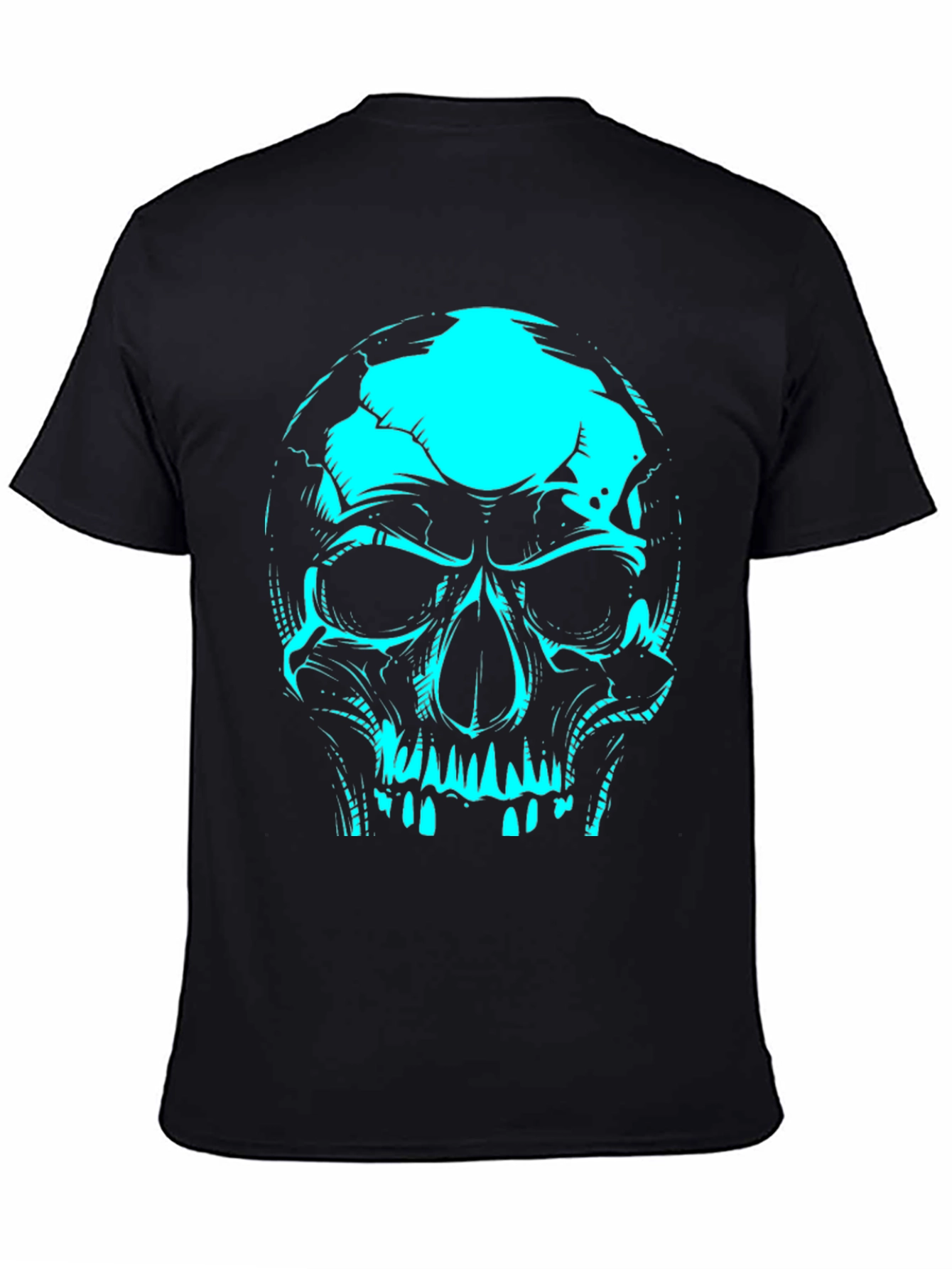 Black Skull Graphic Tee - Black Cotton T-Shirt view 4