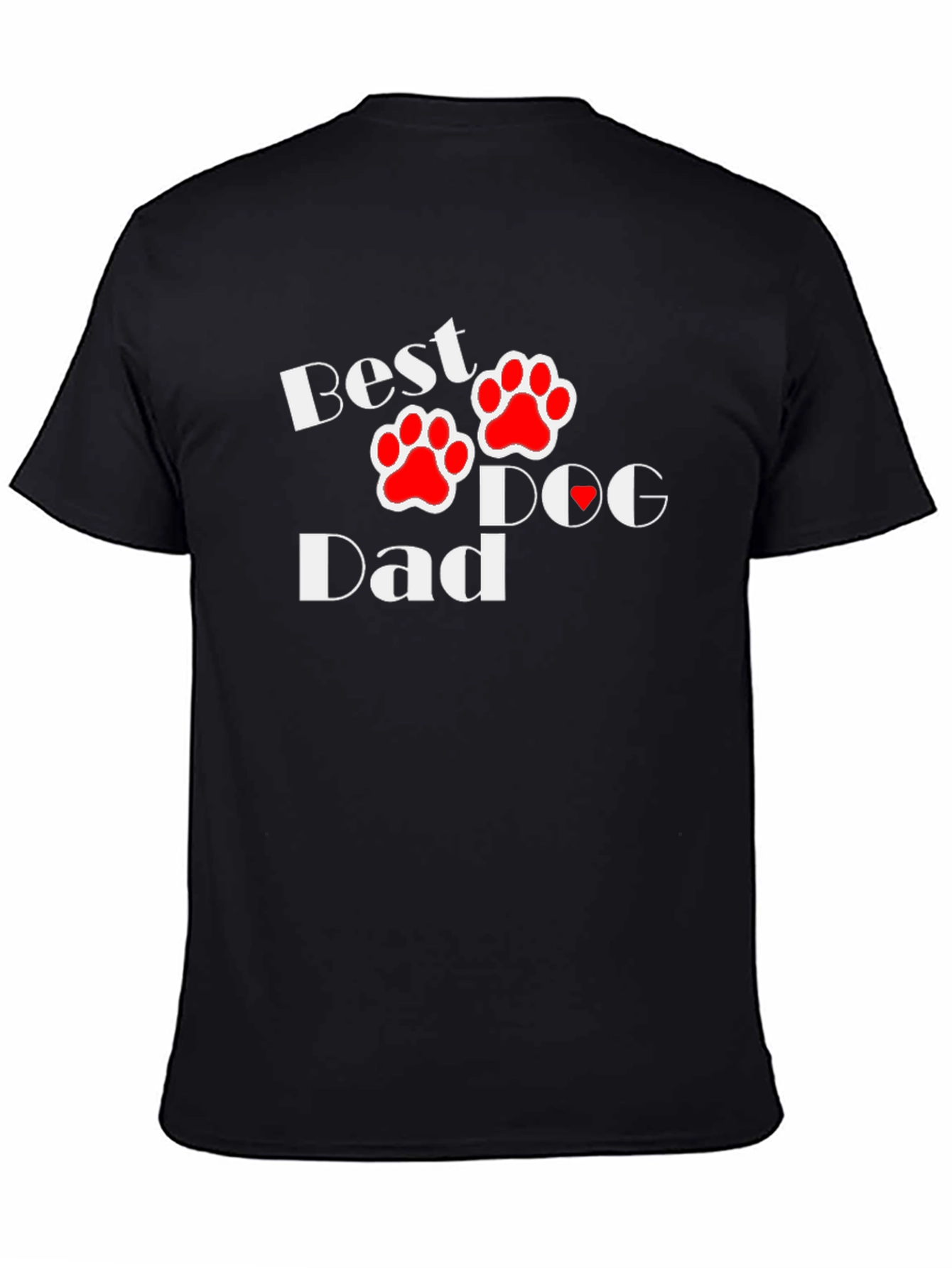 Black Best Dog Dad T-Shirt - Paw Print Design view 4