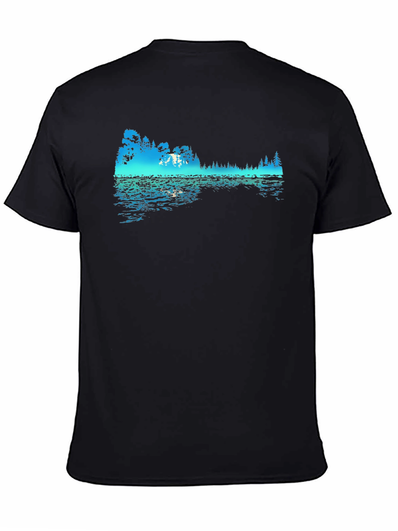 Black Nature Reflection Graphic Black T-Shirt view 4