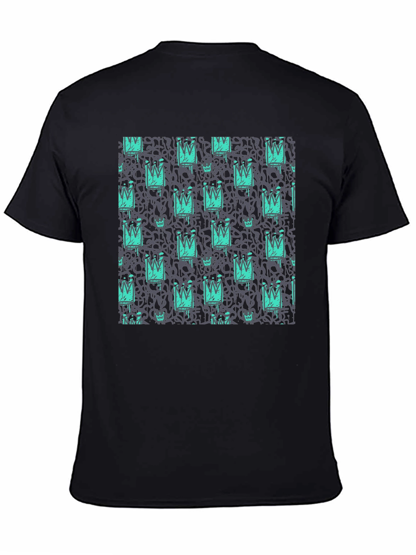 Black Crown Graffiti Print T-Shirt view 4