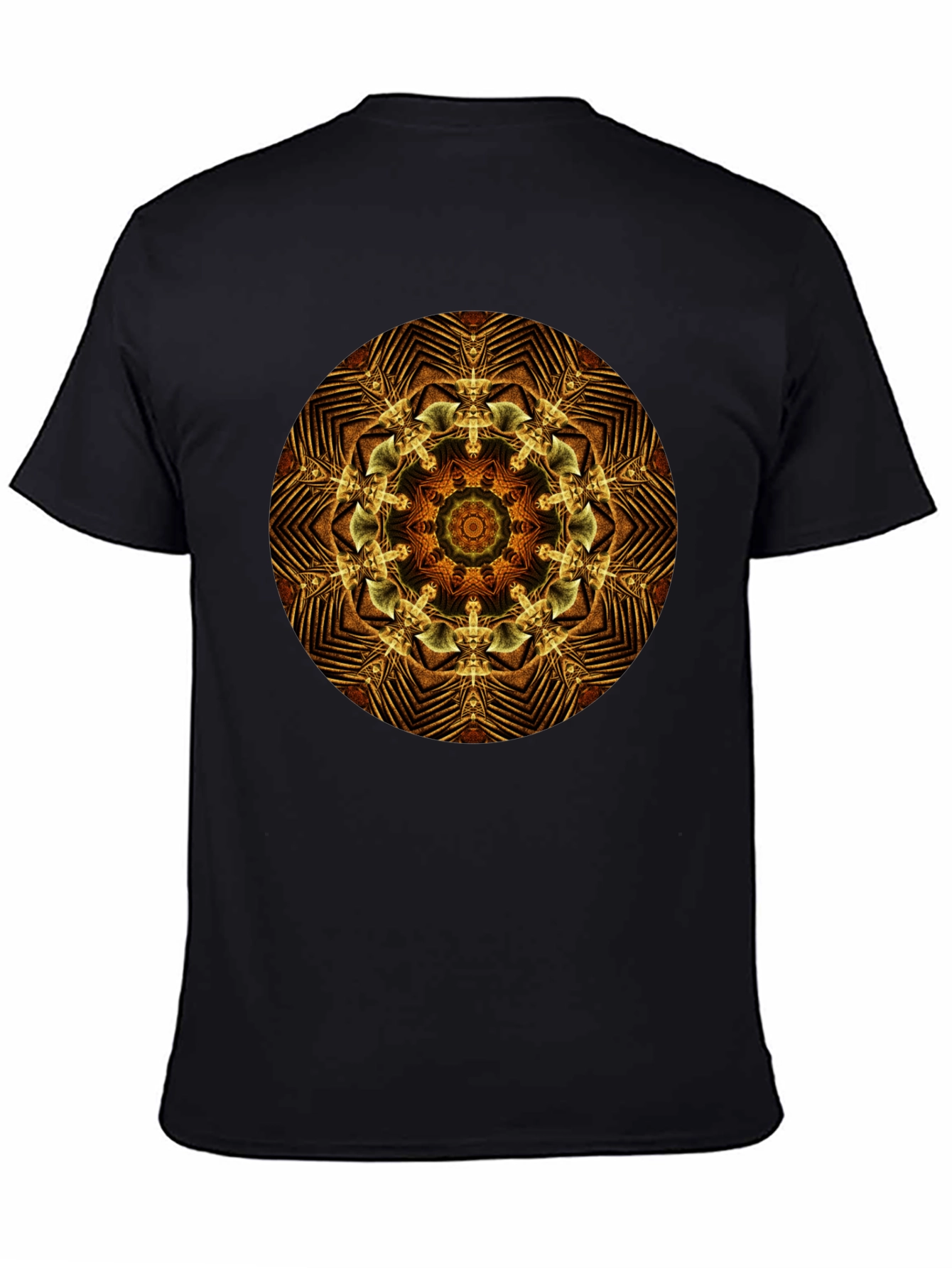 Black Geometric Mandala Graphic Tee - Black view 4