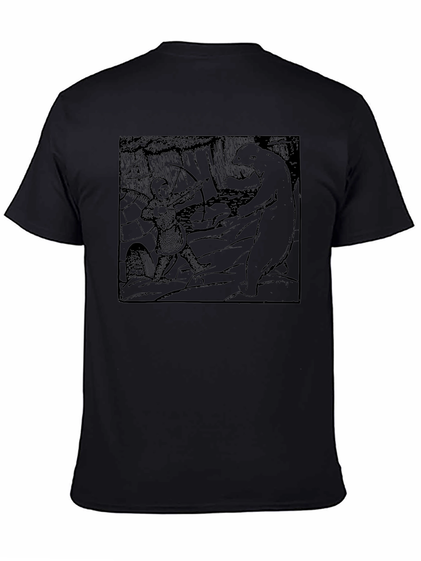 Black Archer vs Bear Graphic Tee - Black Cotton Blend view 4