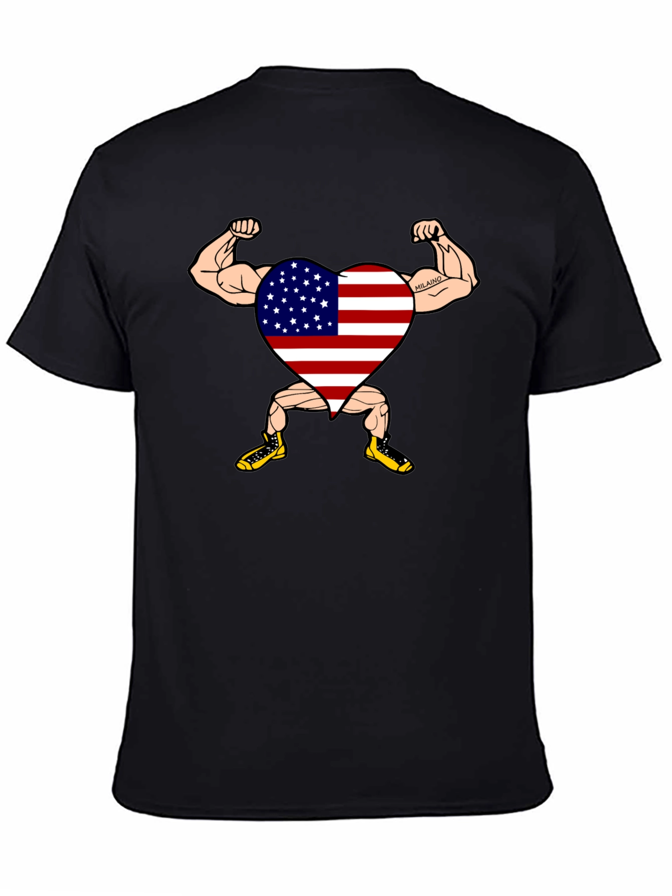 Black Patriotic Muscle Heart Graphic Tee view 4