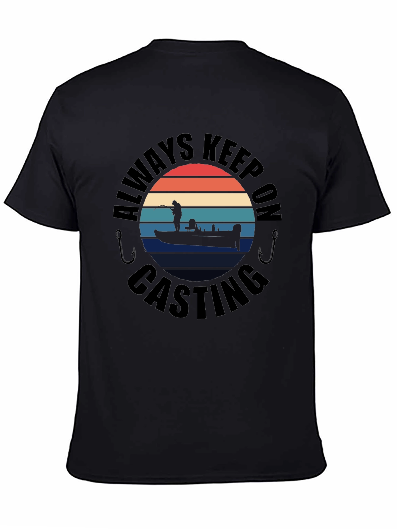 Black Always Keep On Casting Fishing T-Shirt view 4