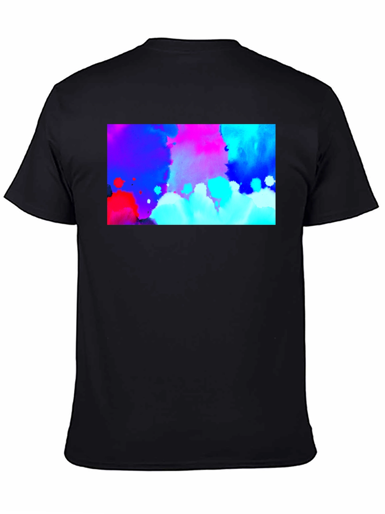 Black Abstract Watercolor Graphic Black T-Shirt view 4