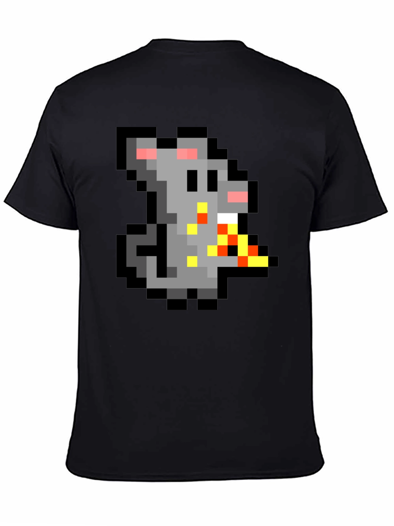 Black Pixel Rat Eating Pizza Graphic Tee view 4