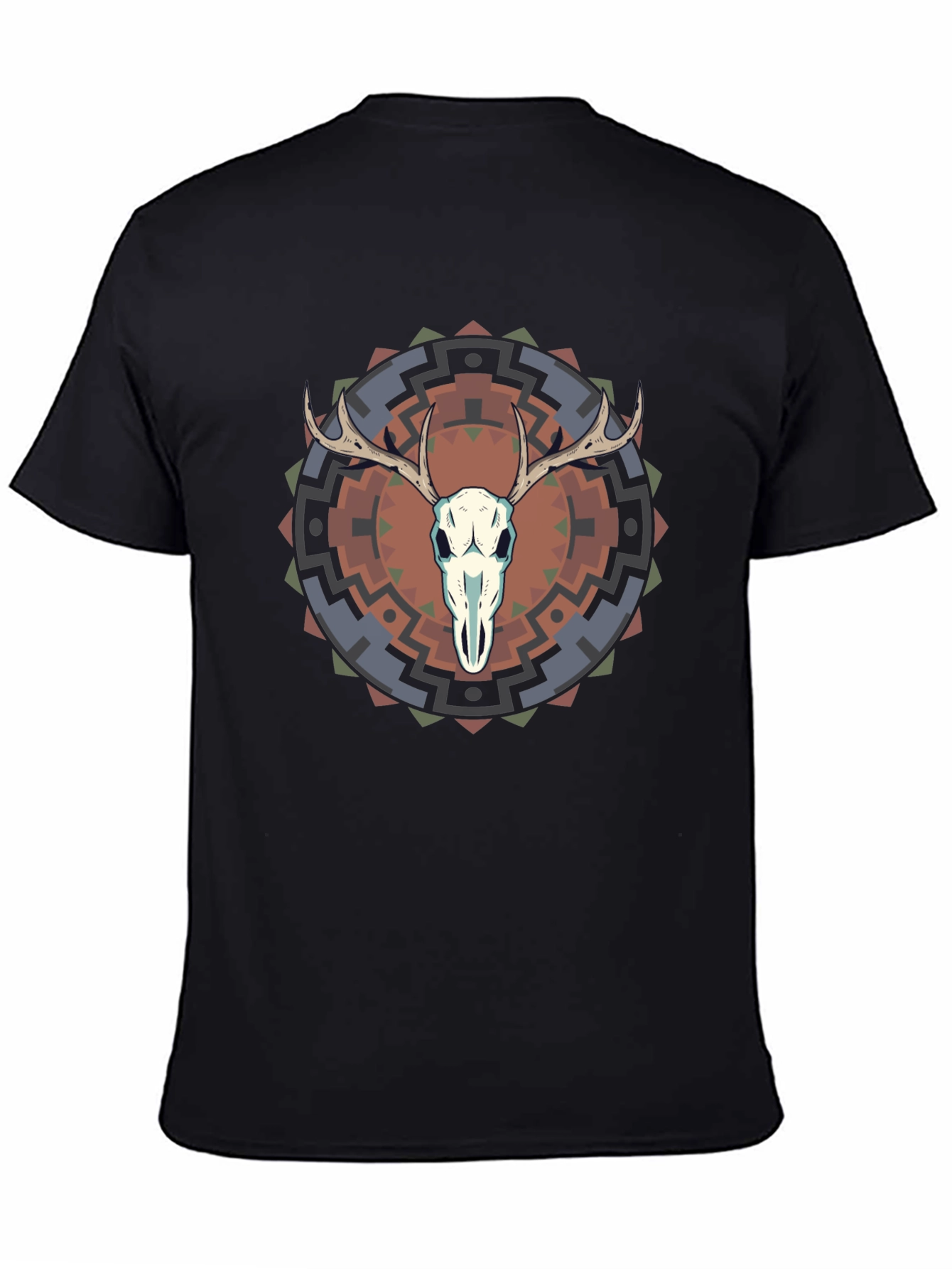 Black Skull Antler Graphic Tee - Trendy Design view 4