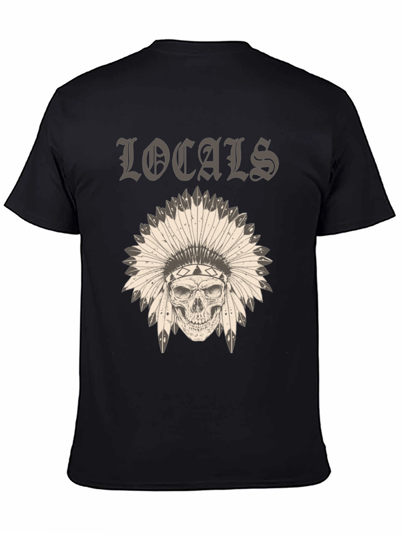 Black Locals Headdress Skull Graphic Tee - Unique Design view 4