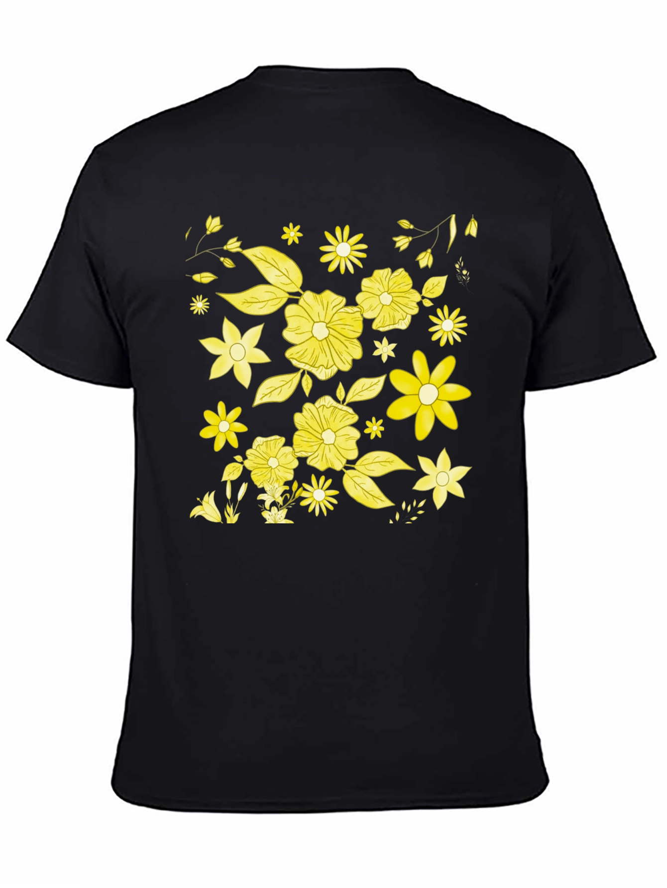 Floral Print Black T-Shirt - 4