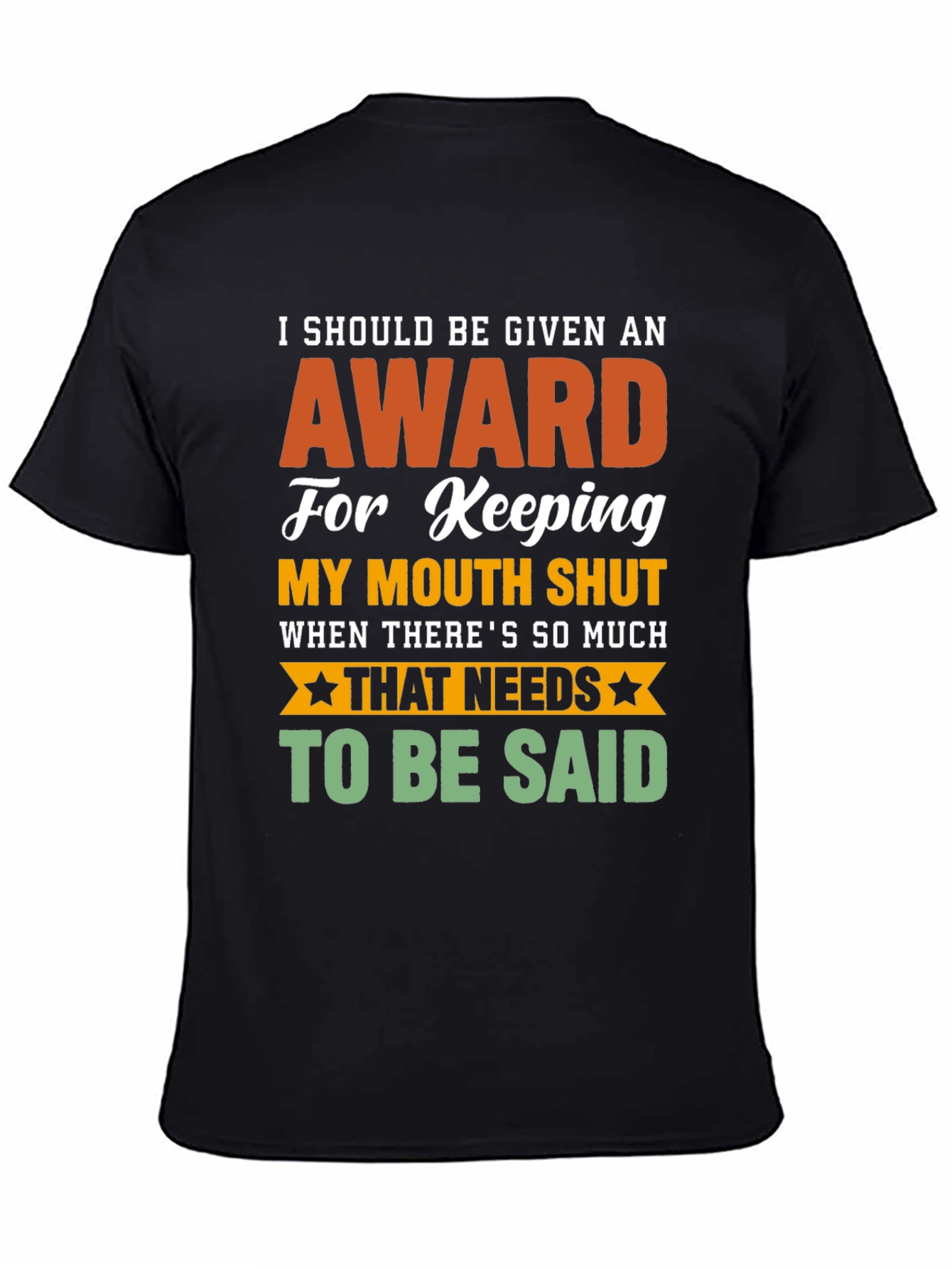 Funny Award Keeping Mouth Shut Graphic T-Shirt - 4
