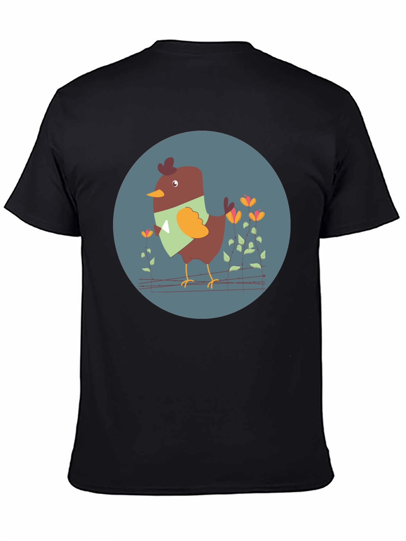 Black Cute Bird Graphic Tee - Unisex Black T-Shirt view 4