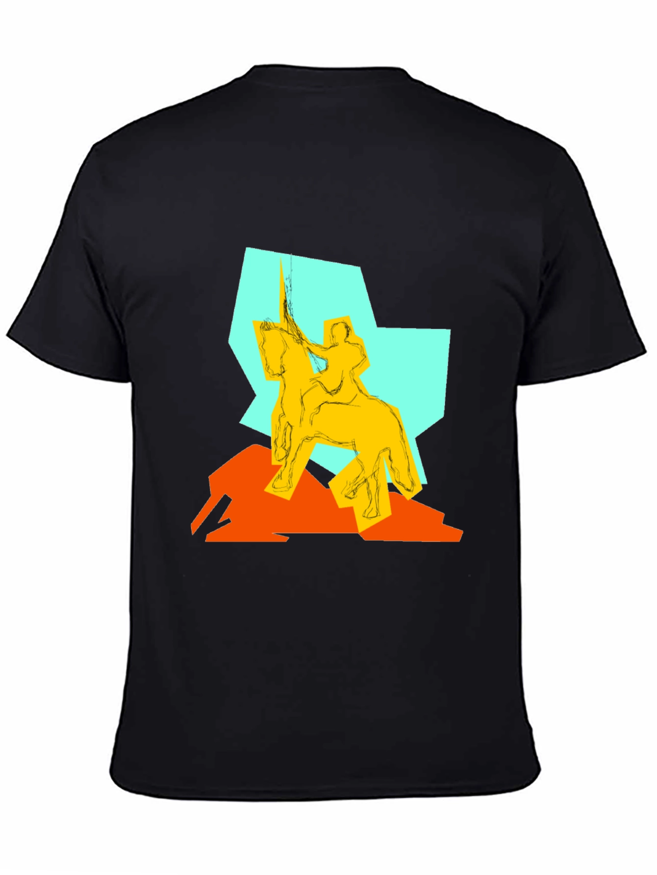 Black Abstract Knight Graphic Tee view 4