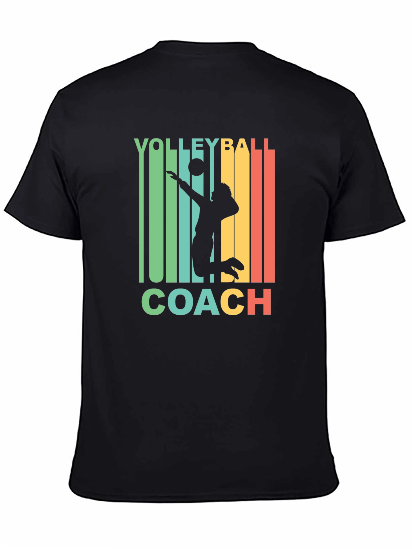 Black Volleyball Coach Retro T-Shirt  view 4