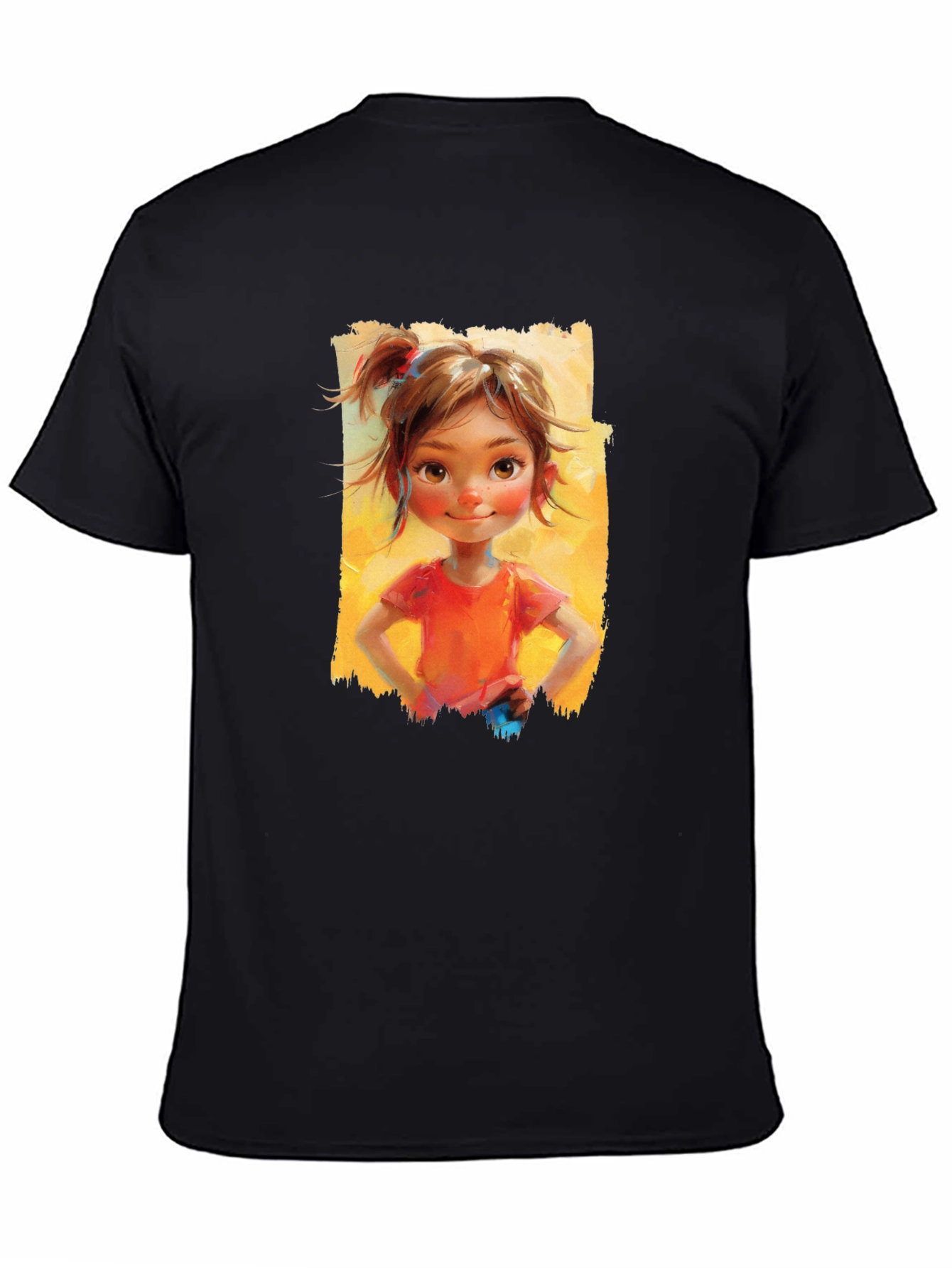 Black Girl Portrait Graphic Tee - Black Cotton Casual Top view 4