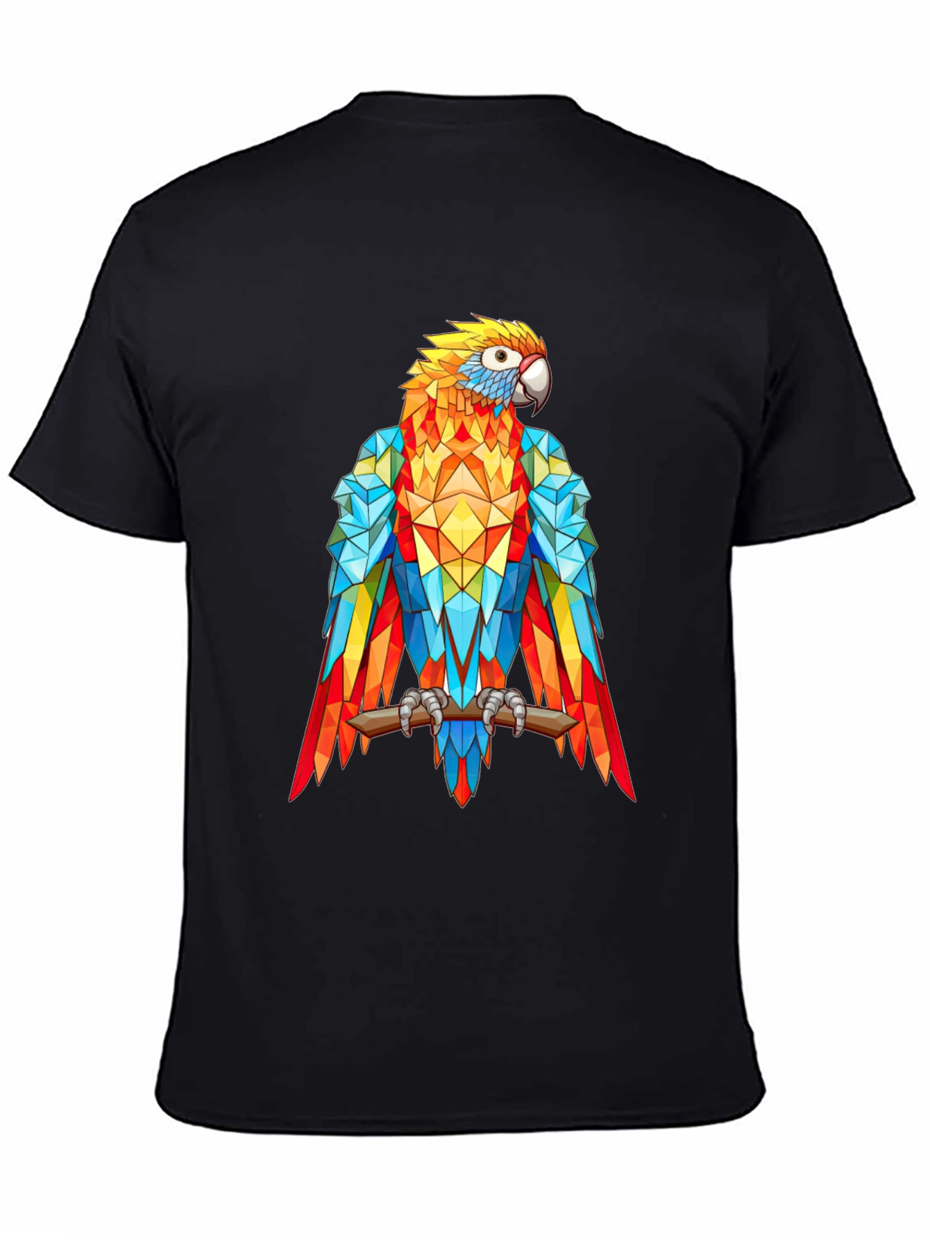 Black Geometric Parrot Graphic Print T-Shirt - Black view 4