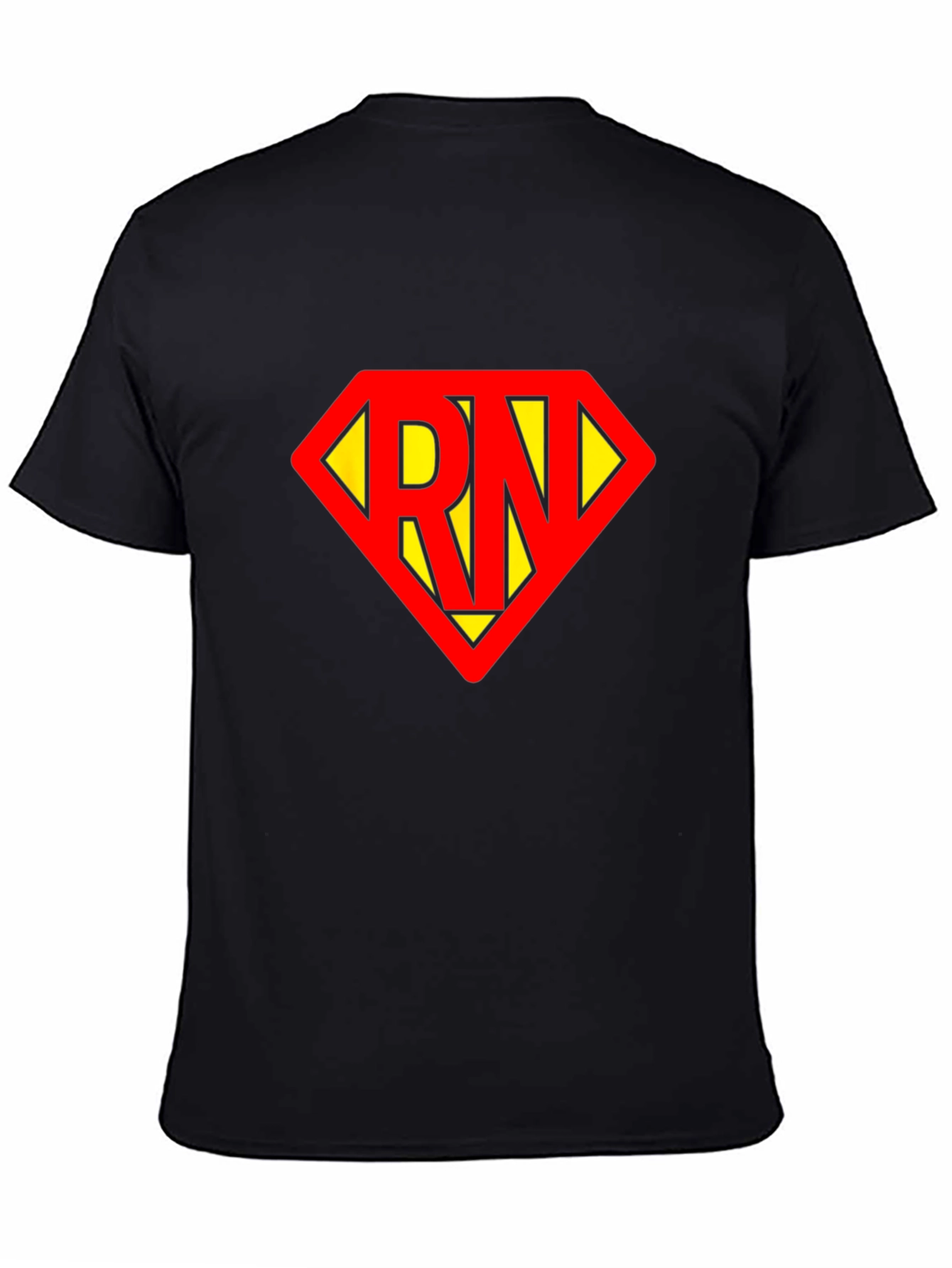 Black RN Superhero T-Shirt - Black Cotton Tee view 4