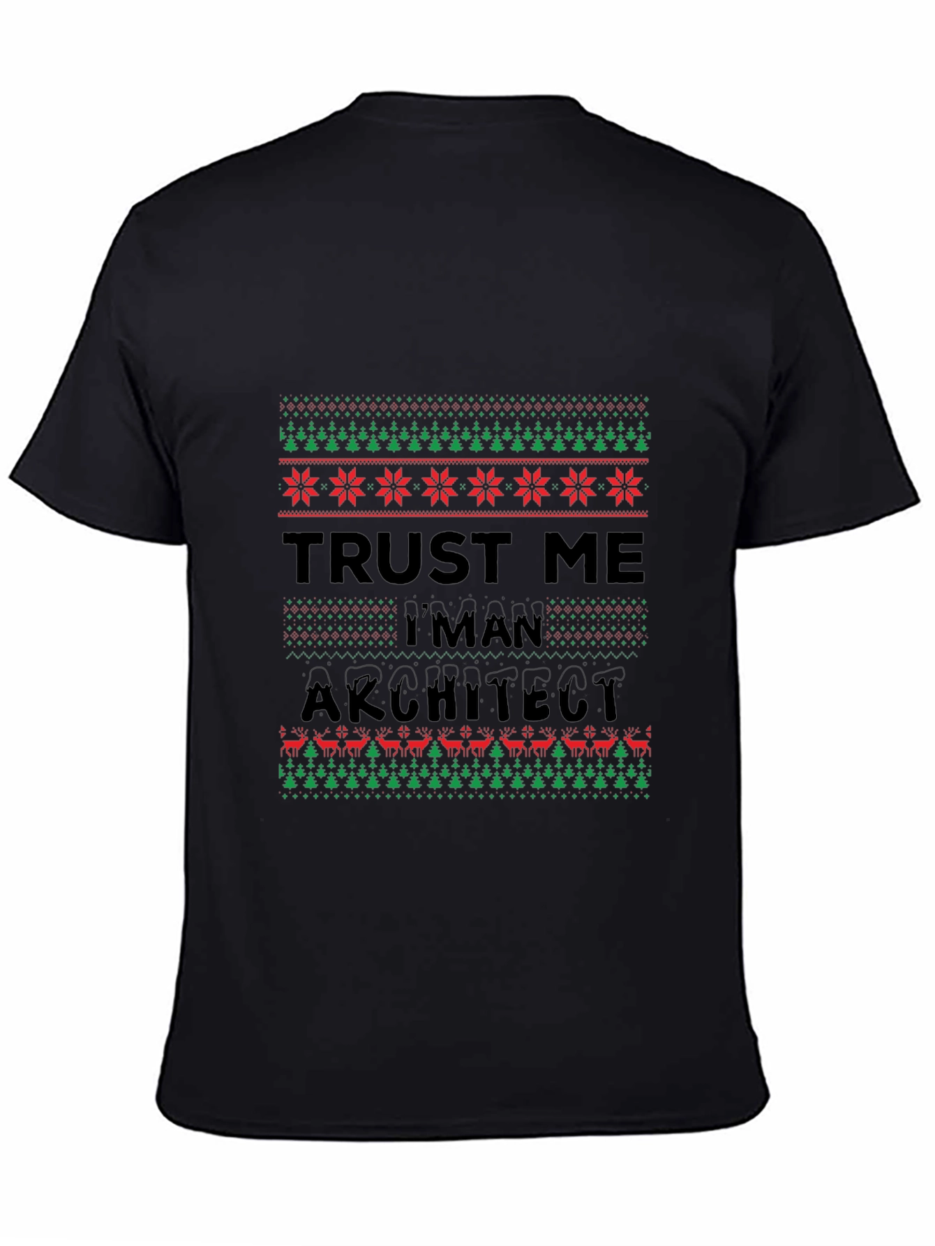 Black Trust Me I'm An Architect Ugly Christmas Sweater T-Shirt view 4