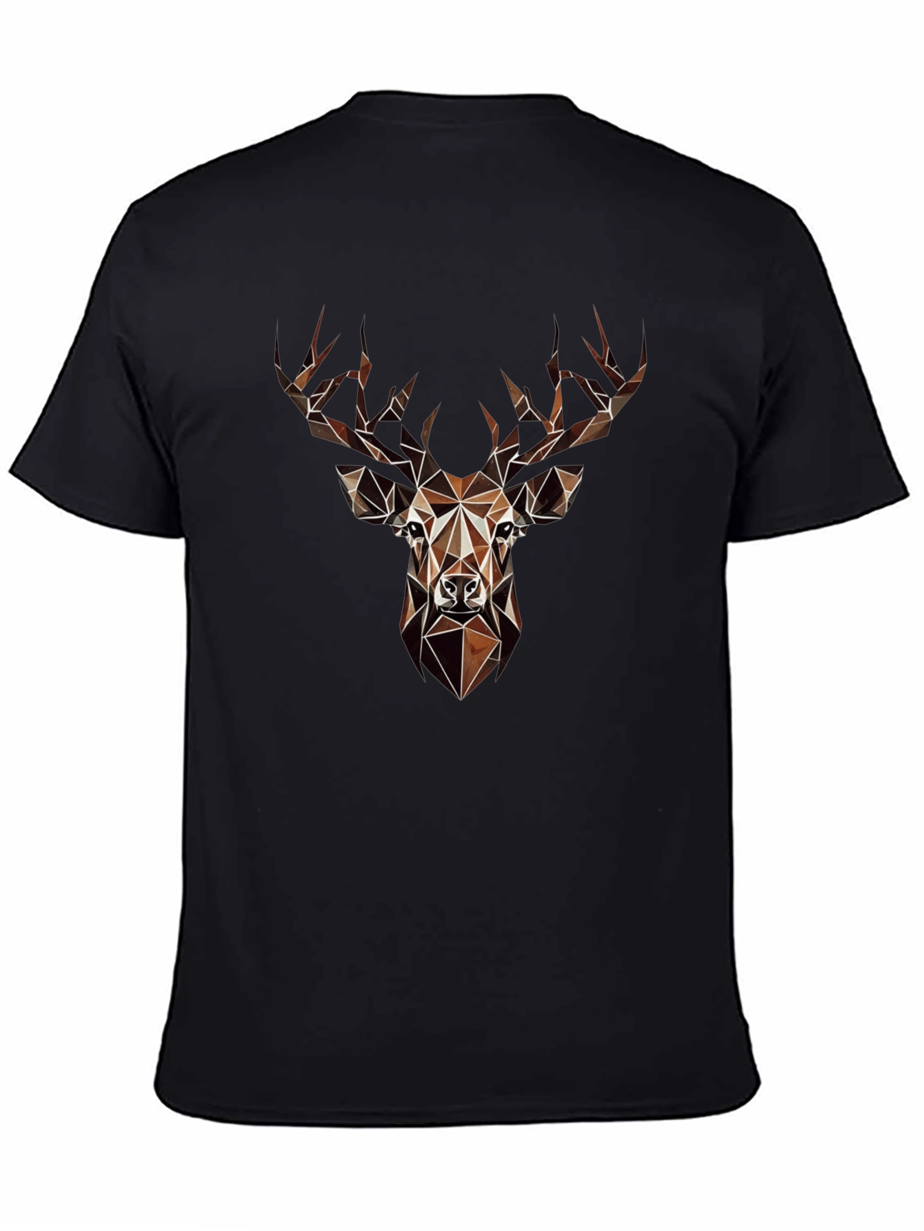 Black Geometric Deer Graphic Tee - Modern Animal Print Shirt view 4