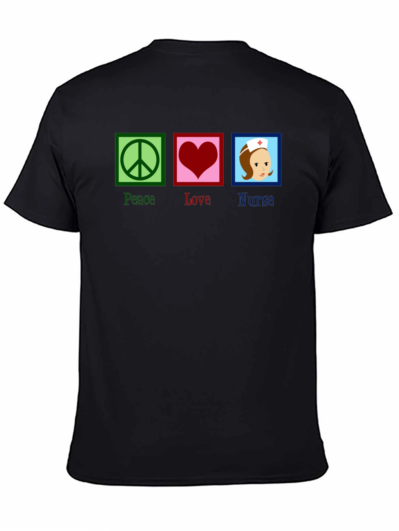 Black Peace Love Nurse T-Shirt - Black Cotton Tee view 4