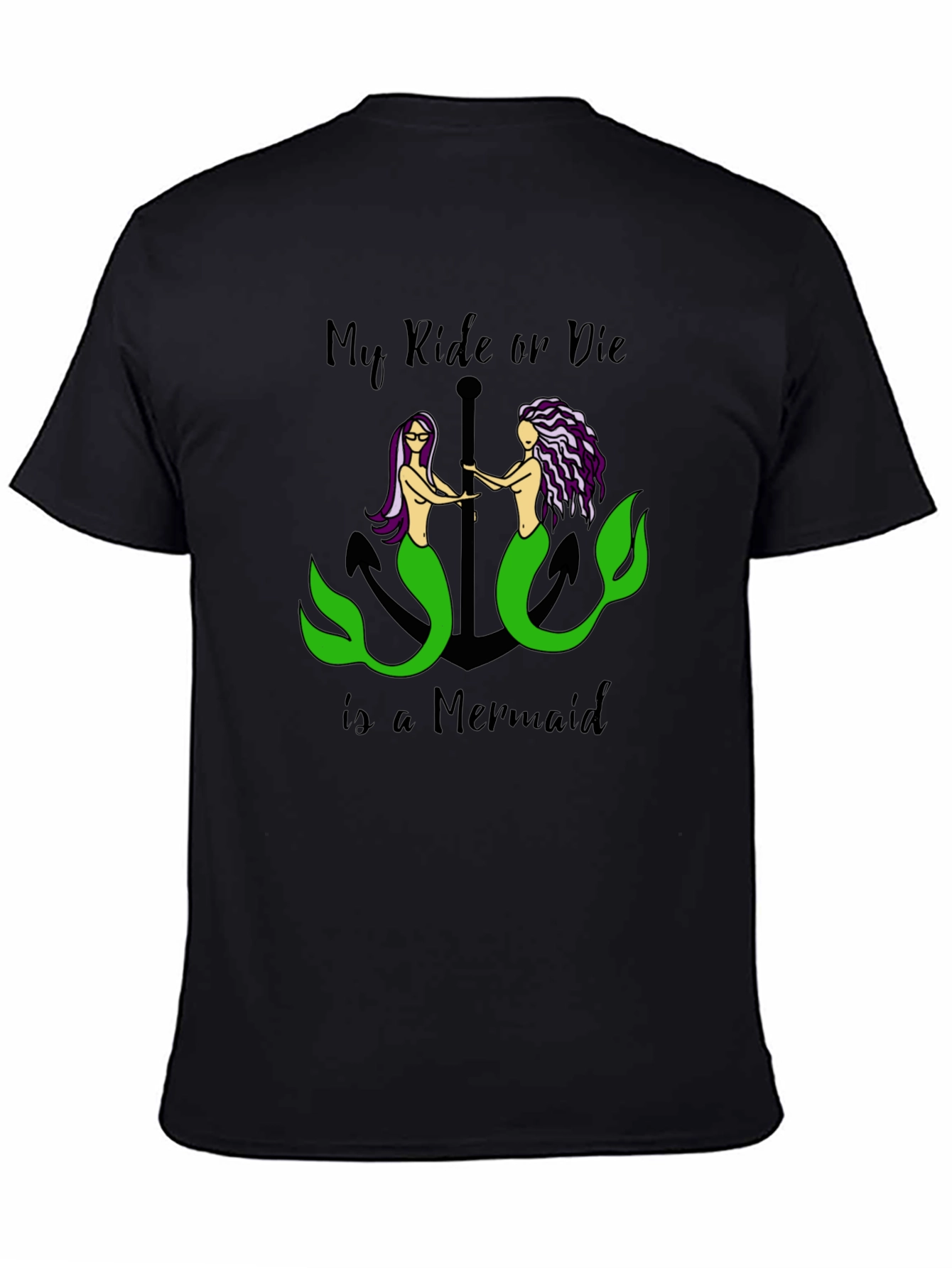 Black Ride or Die Mermaid Graphic Tee view 4