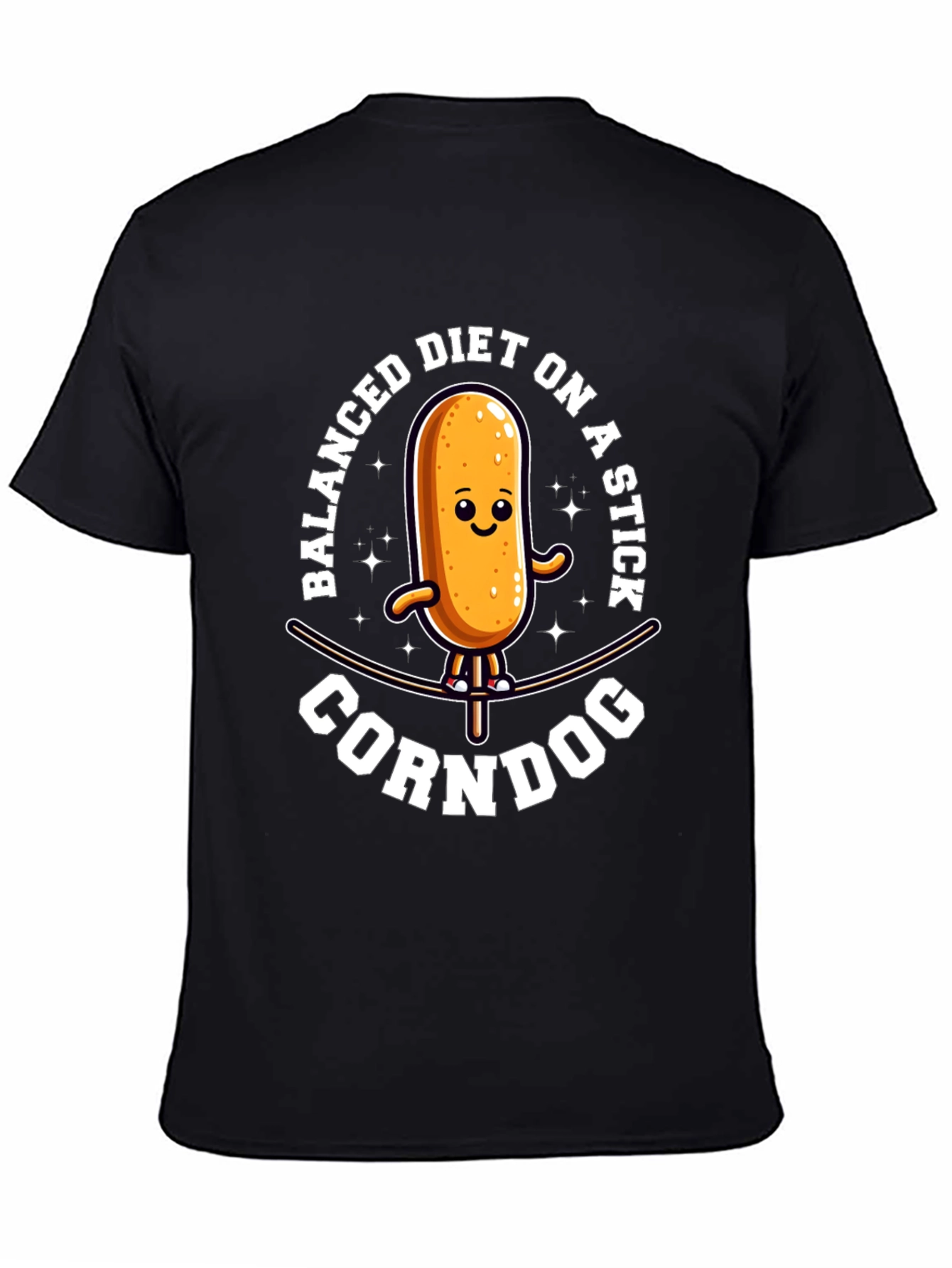 Black Funny Balanced Diet Corn Dog Graphic Tee view 4