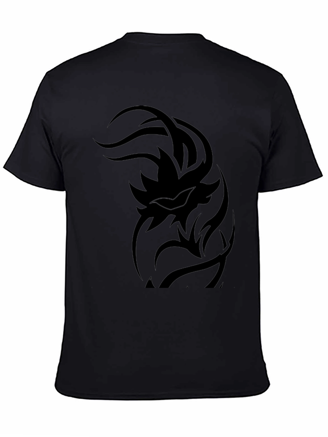 Black Tribal Print Men's Black T-Shirt view 4