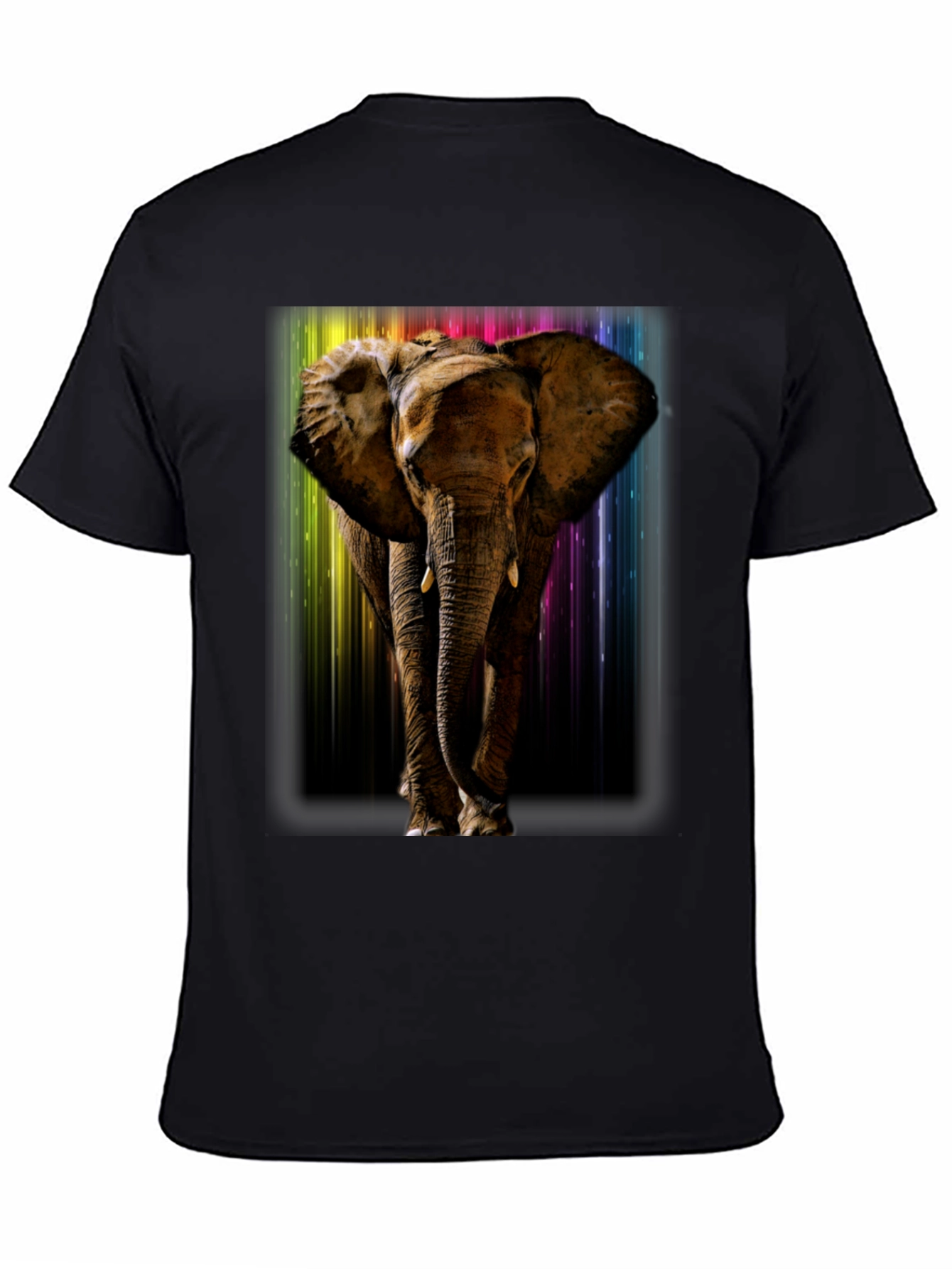 Black Elephant Rainbow T-Shirt - Men's Black Tee view 4