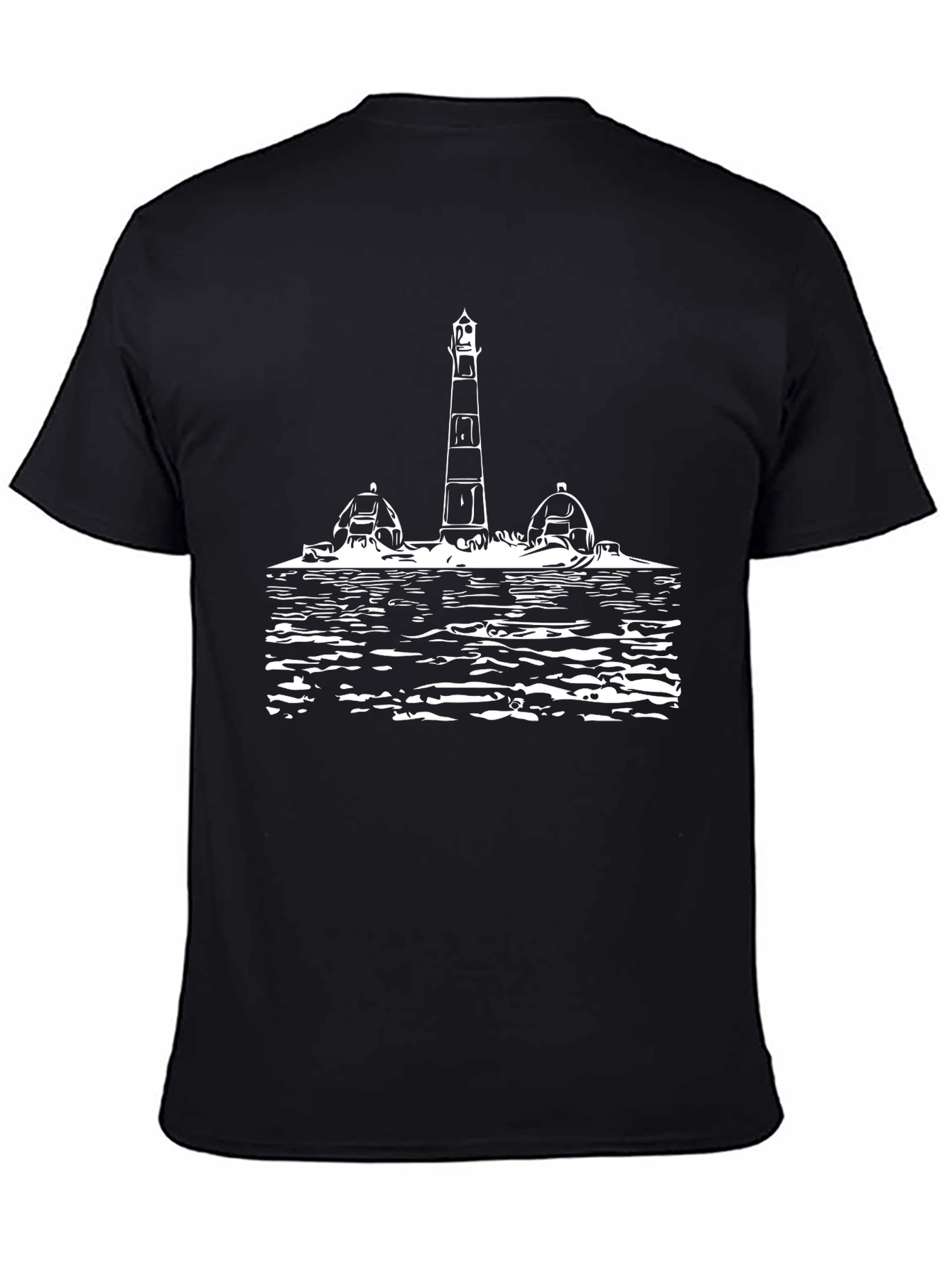Black Lighthouse Graphic Tee - Black Cotton T-Shirt view 4