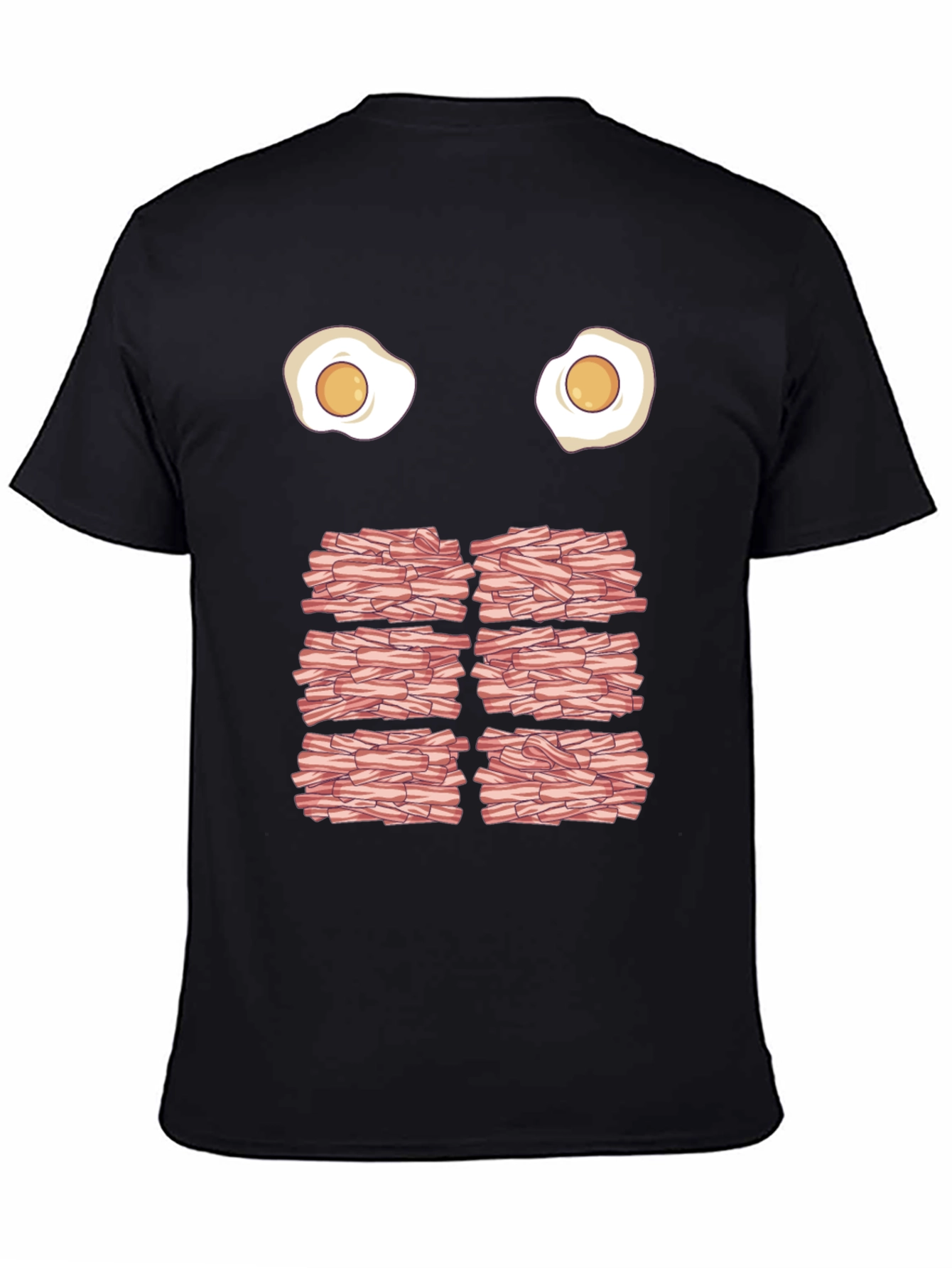 Black Funny Eggs and Bacon Graphic T-Shirt view 4