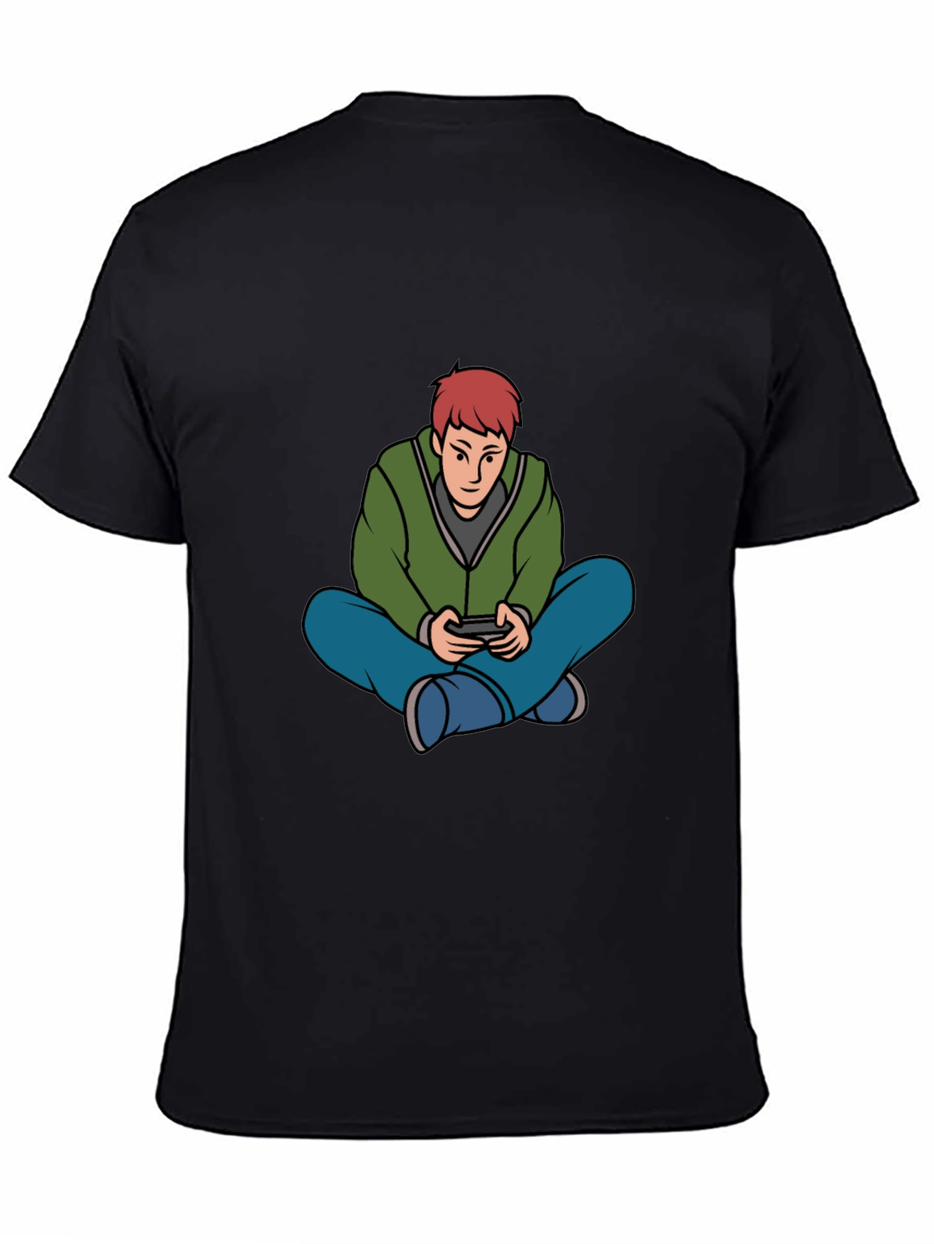 Black Gamer Cartoon Graphic Black T-Shirt view 4