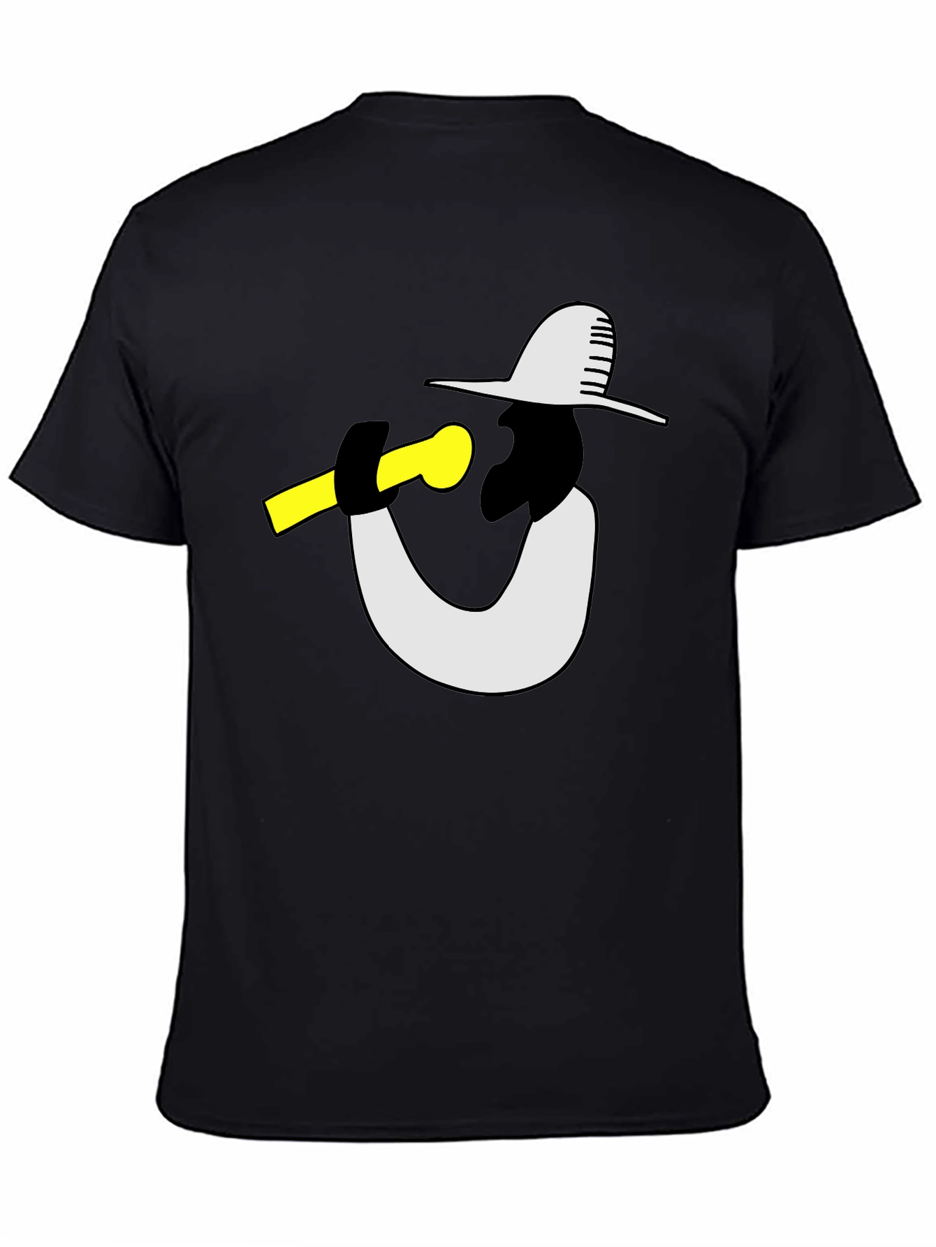 Black Cool Graphic Tee - Musician with Hat view 4