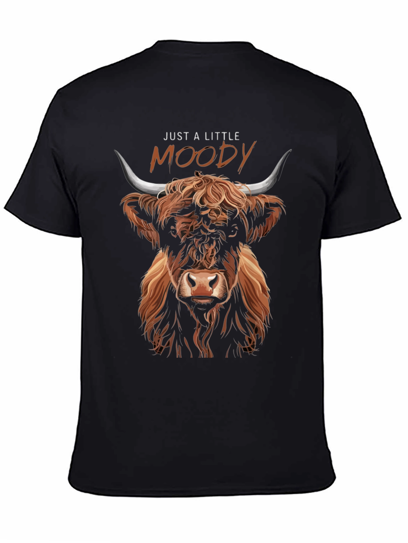 Black Just A Little Moody Highland Cow Graphic Tee view 4
