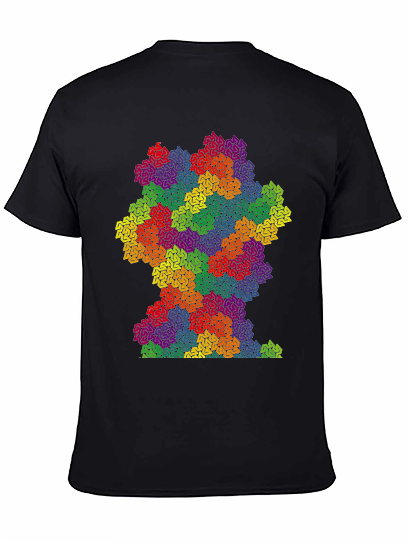 Black Colorful Fractal Pattern Graphic T-Shirt view 4