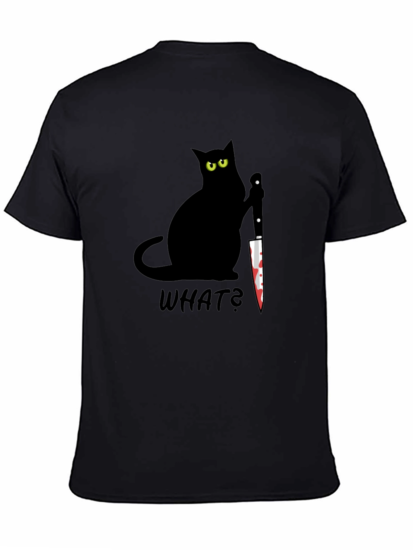 Black Black Cat What? Bloody Knife Graphic Tee view 4
